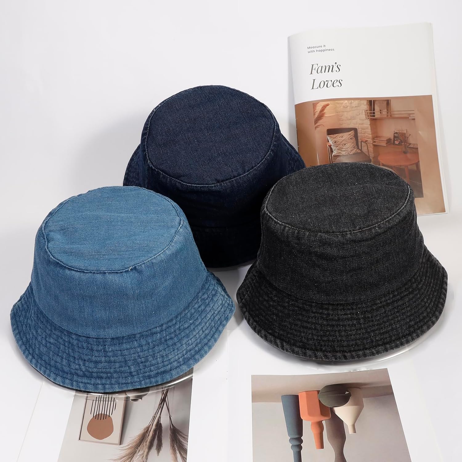 MILAKOO Unisex Demin Bucket Hat Washed Jean Fisherman Cap for Women Wide Brim Lightweight Packable - Image 4