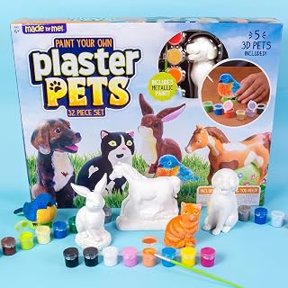 Made By Me Paint Your Own Plaster Pets, Includes Easy to Paint Cat, Dog, Rabbit, Bird & Horse by Horizon Group USA, Multicolored