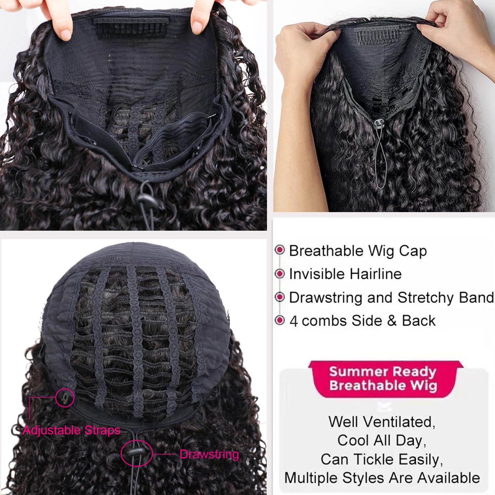 300% Density Human Hair Half Wig Curly Flip Over Drawstring Clip Ins 22 Inch Amazon.com : BLG 300% Density Burmese Curly Half Wig Human  main image 2