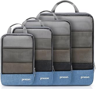 Prezon Compression Packing Cubes, Luggage Organiser Set, Extensible Suitcase Organiser, Packing Organisers for Suitcases, Packing Cubes for Travel or Home Storage
