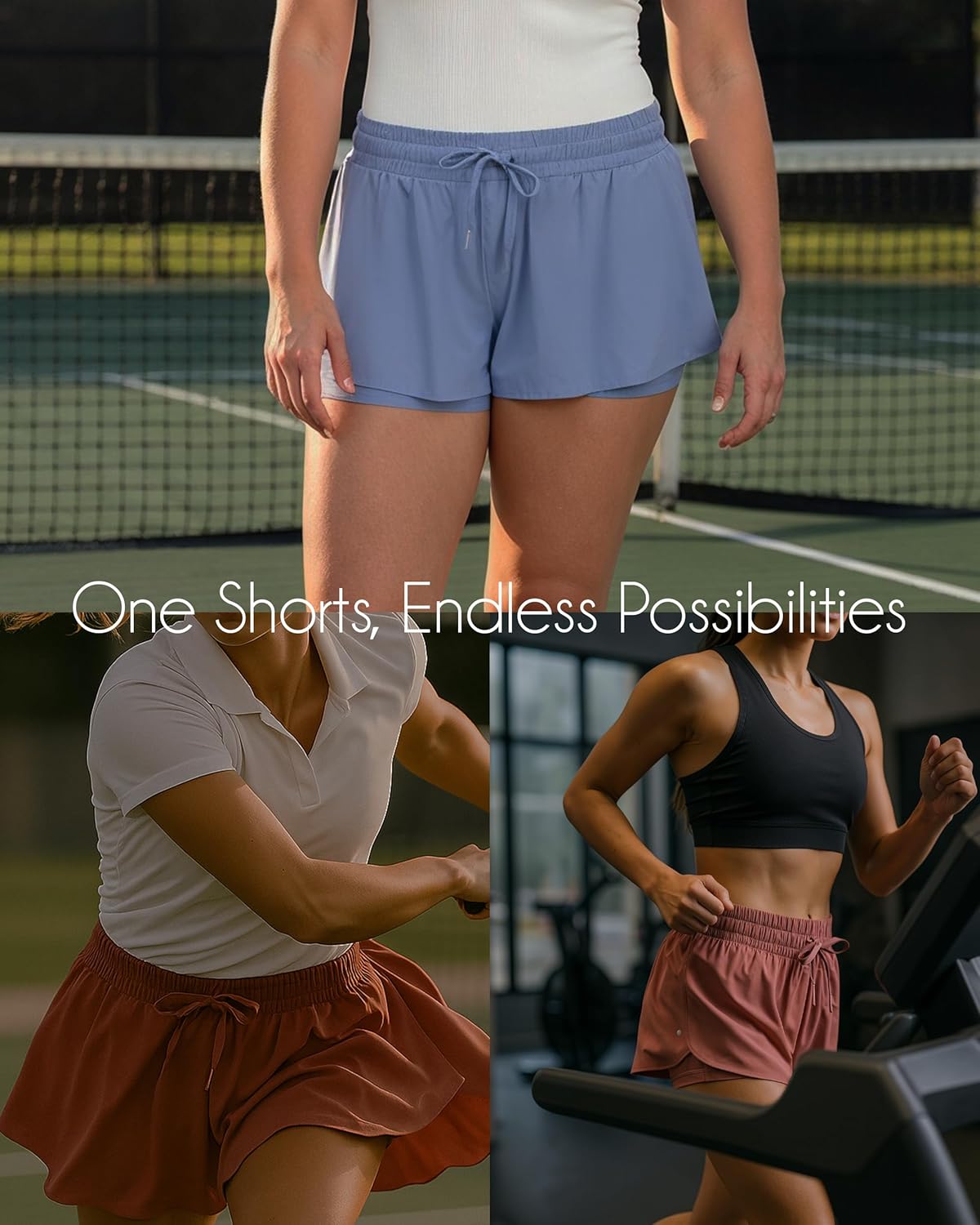 Harmony and Balance Workout Shorts, Gym Shorts Women, Lined 2-in-1 Womens Workout Shorts, Running Shorts for Women - Image 2