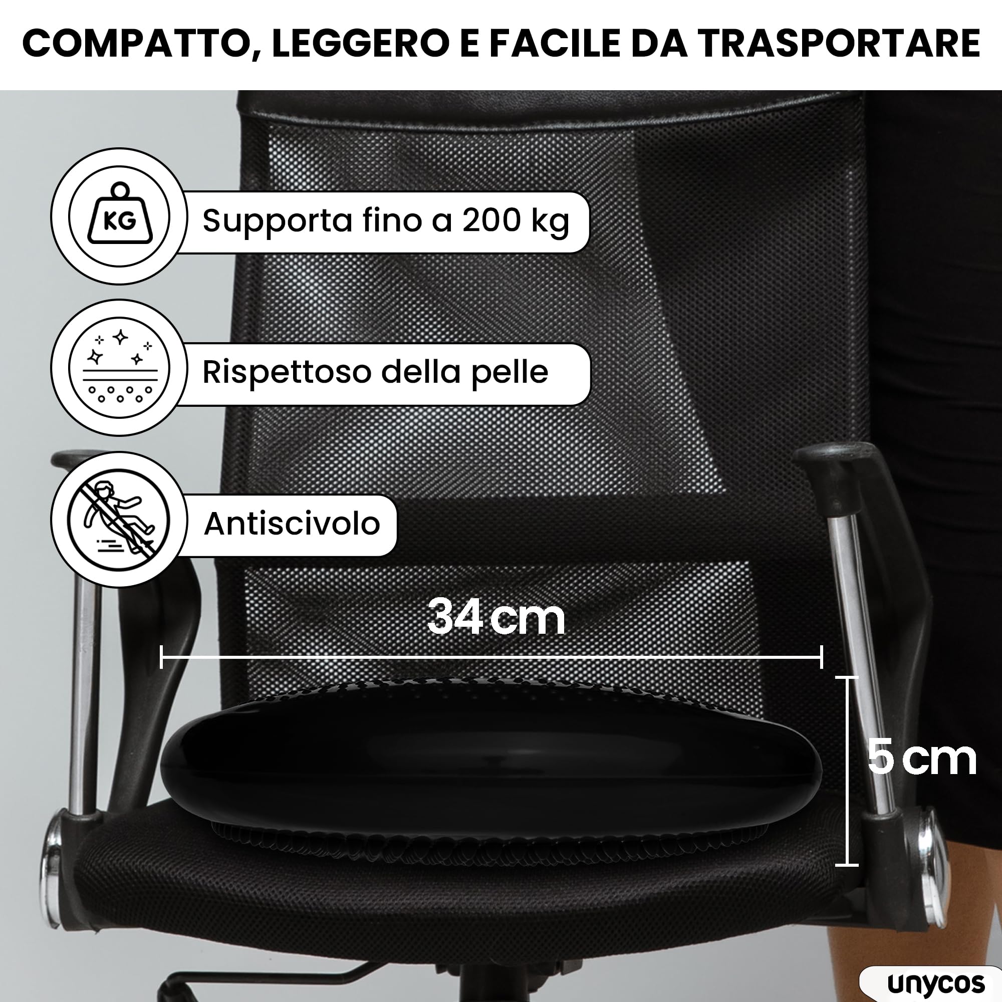 Cuscino Propriocettivo Gonfiabile Ø34cm - Per Equilibrio E Riabilitazione - Foto 3