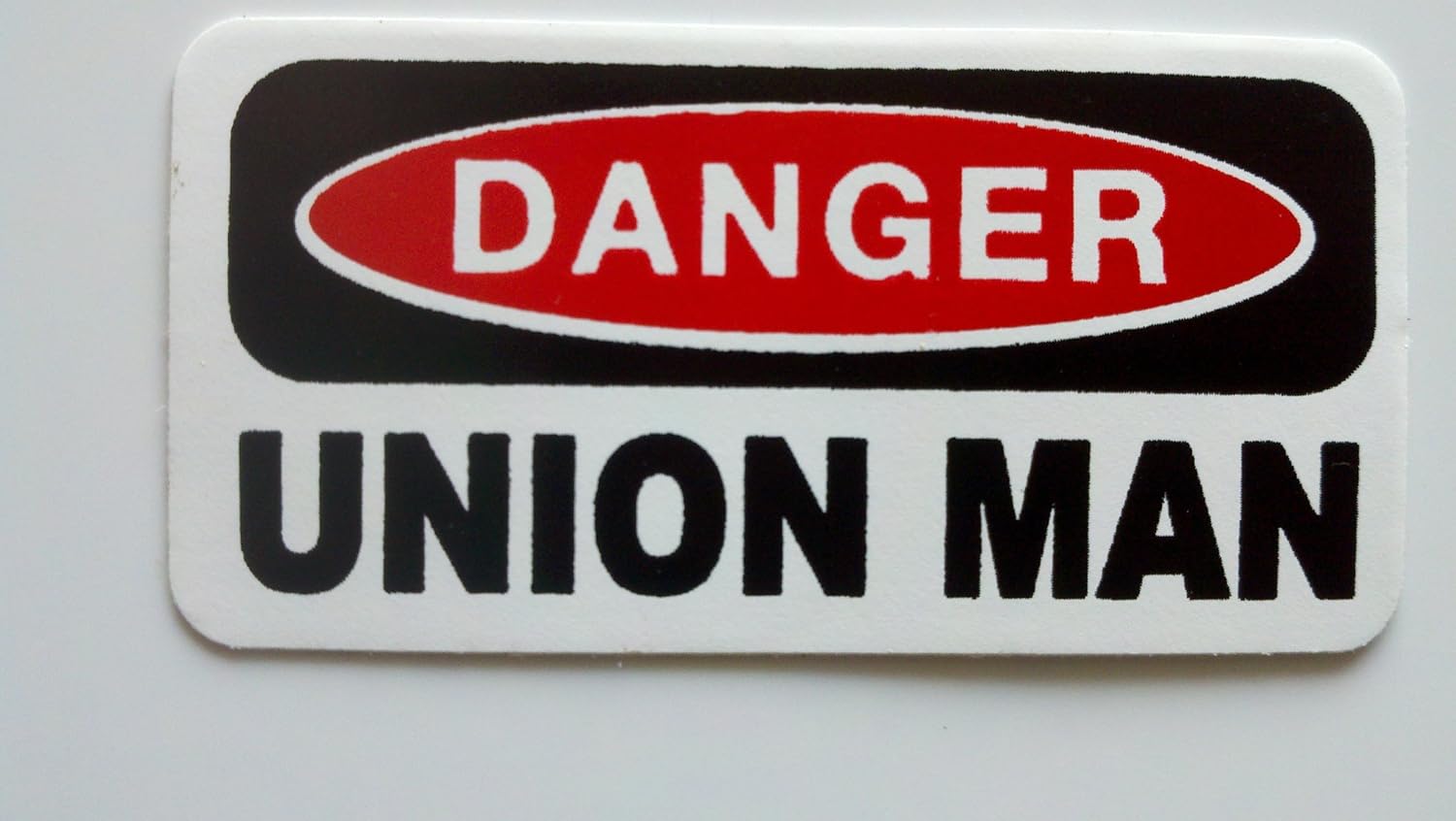 3 - Danger Union Man Hard Hat/Helmet Stickers 1" x 2"