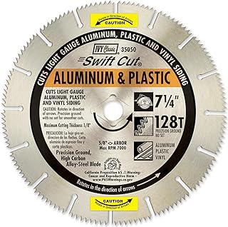 IVY Classic 35050 Swift Cut 7-1/4"128 Tooth Aluminum & Plastic Cutting Circular Saw Blade with 5/8" Diamond Knockout Arbor, 1/Card
