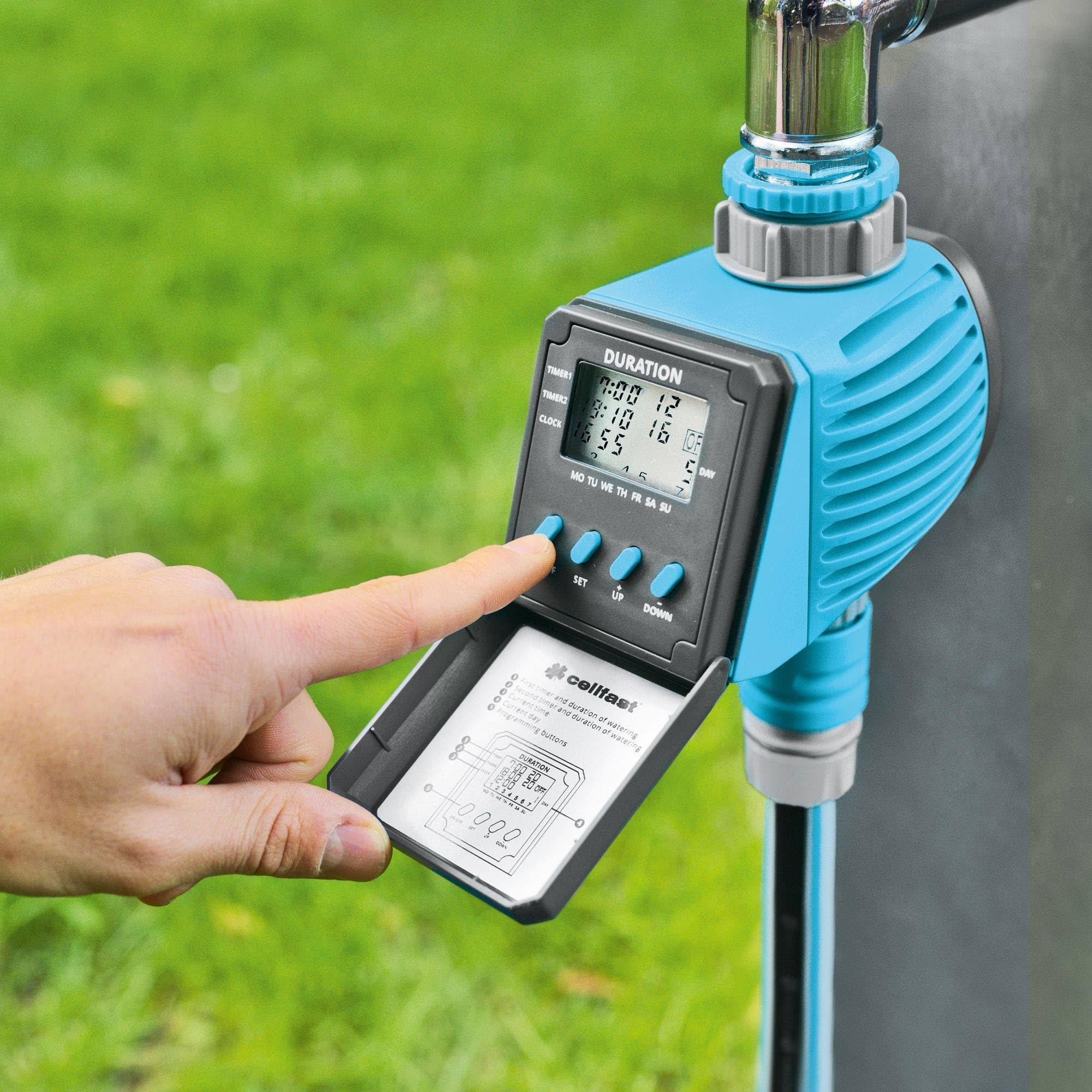 Cellfast Controller di irrigazione Digitale cellPRO™, Controllo Uniforme, 2 cicli individuali, Programmazione settimanale, UNIFIT, G3/4",G1, 52-095