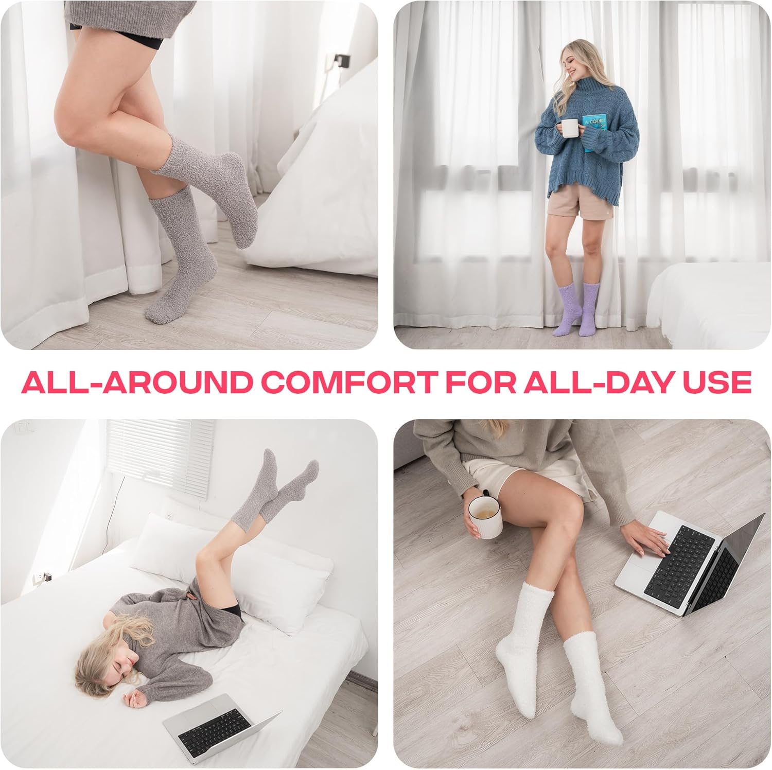 CoolMate GLOBAL Fuzzy Socks for Women Valetines Gift Box, Cozy, Soft, Stocking Stuffers, Comfy Cloud-Like Socks for Spa,Home - Image 2