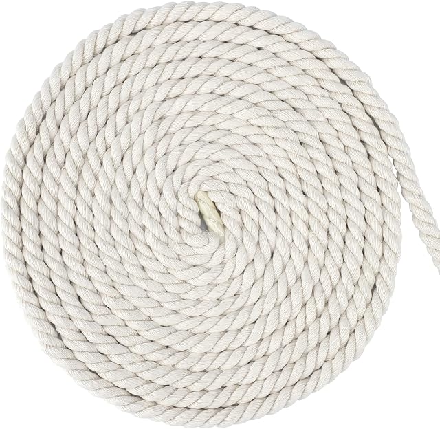 8MM Beige Macrame Cord 20M Thick Macrame Rope Cotton for Wall Hanging Plant Hanger Knitting Craft (8MM * 20M)