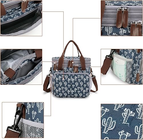 Miniatura 5 de MOV COMPRA Bolsa de almuerzo para mujeres y hombres, lonchera expandible de doble cubierta, bolsas de almuerzo grandes, lonchera a prueba de fugas,