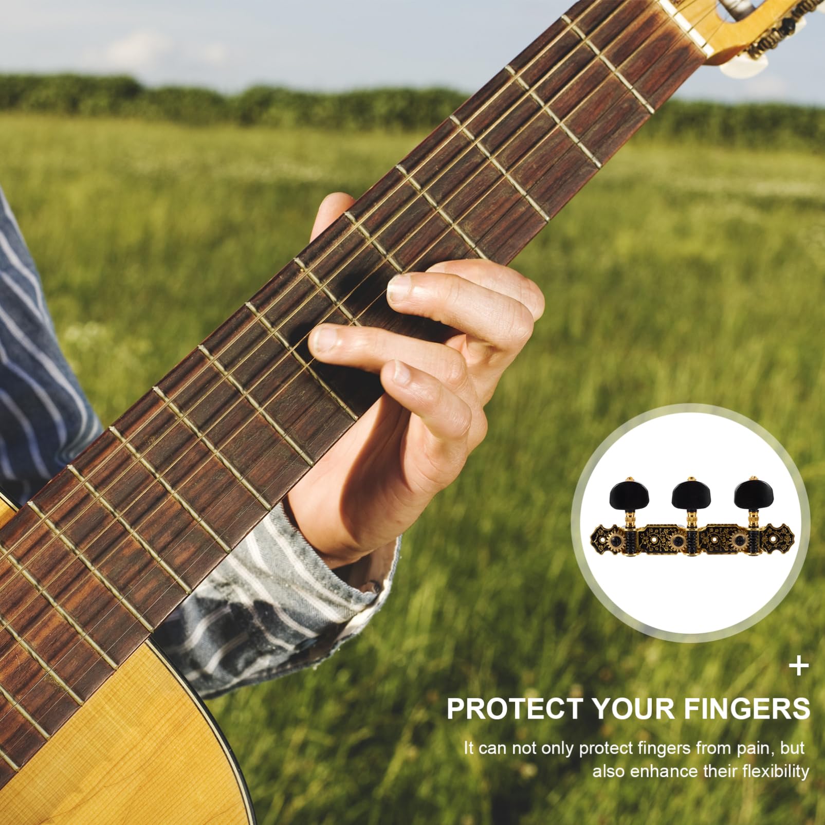 ifundom 2paare Klassische Gitarren-stimmmechaniken Einstellbare Tuning-pegs Langlebige Gitarren-tuner Mit Retro-muster Für Akustische Gitarre
