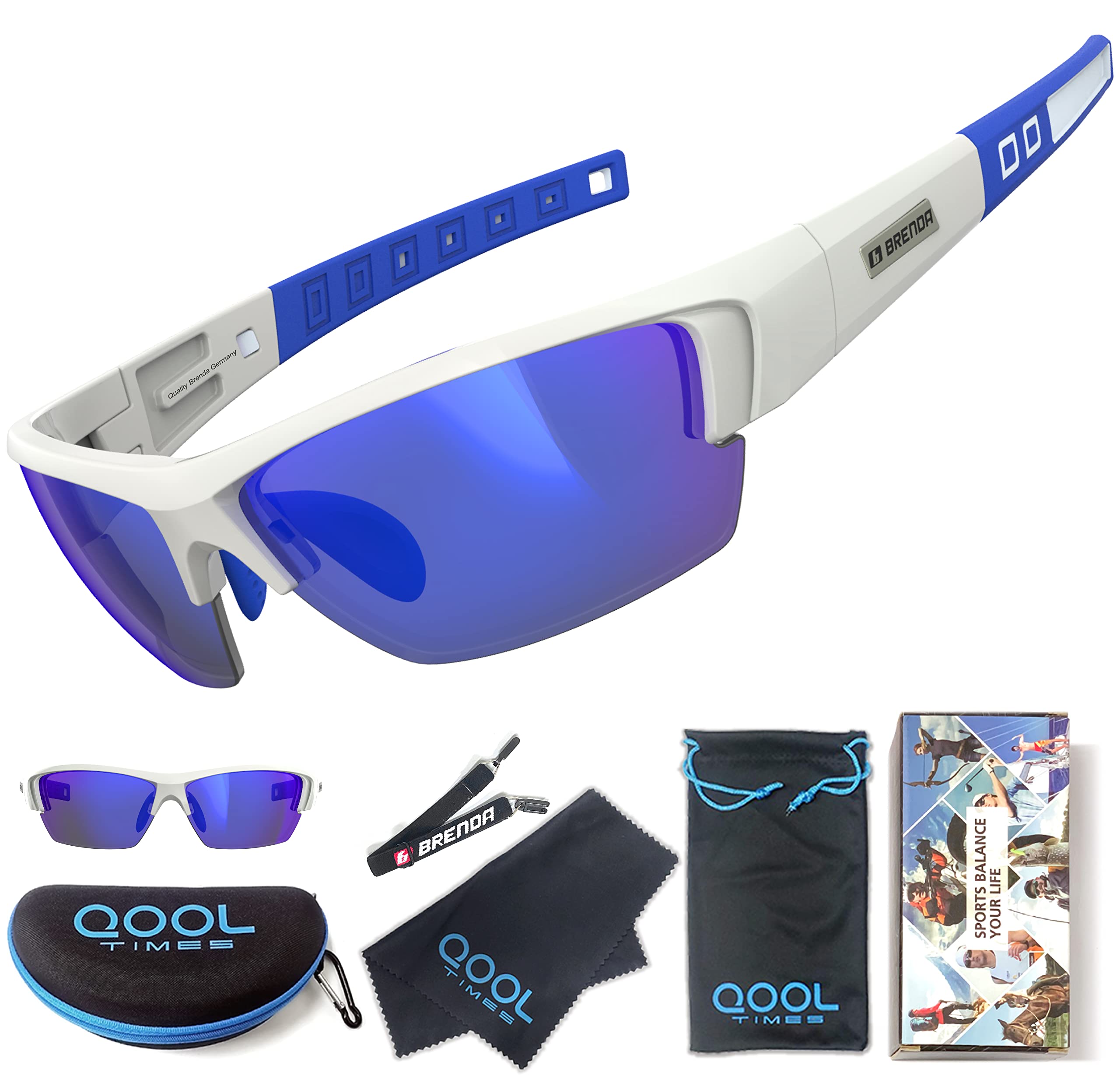 QOOL - Occhiali da sole polarizzati per uomo e donna, protezione UV 100%, per corsa, guida, golf e ciclismo