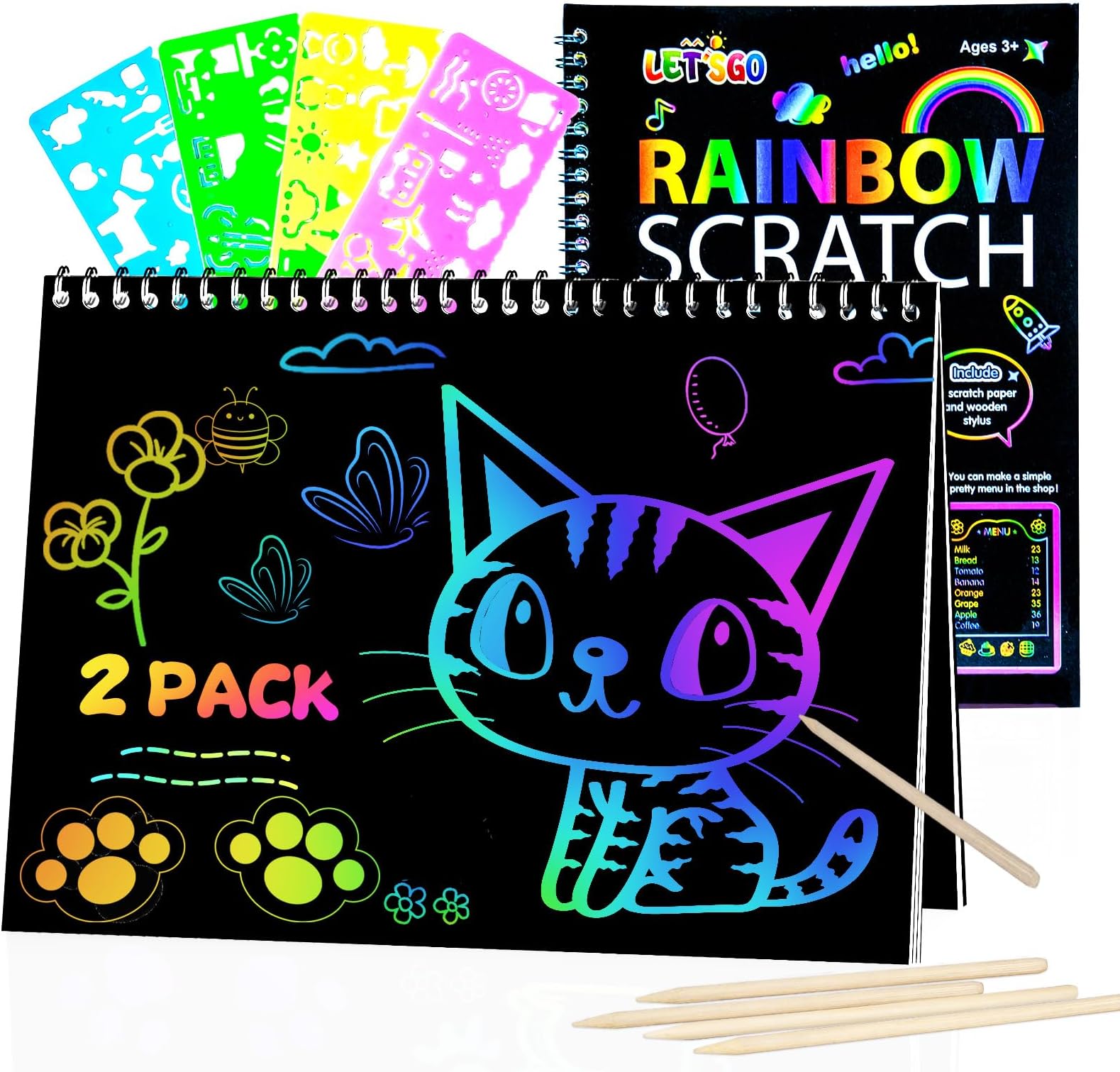 OSLINE Gifts for 3-10 Year Old Girls,Arts and Crafts for Kids Age 3-5-7-8-10,Scratch Art for Book,Art Set for 6-12, Birthday Presents Age 5-10,Toys for 3-8 Year Old Boys Girls