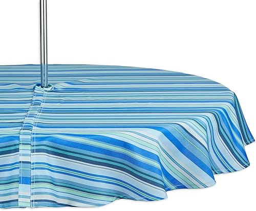 Miniatura 8 de DII Summer Stripe - Colección de mesa con cremallera para exteriores, multiusos, lavable a máquina, mantel, redondo de 60 pulgadas con cremallera,