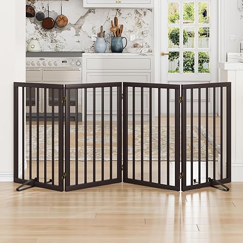 Puerta para perros de 32 pulgadas de alto, puerta independiente para perros, para escaleras, puerta plegable para mascotas para perros de interior