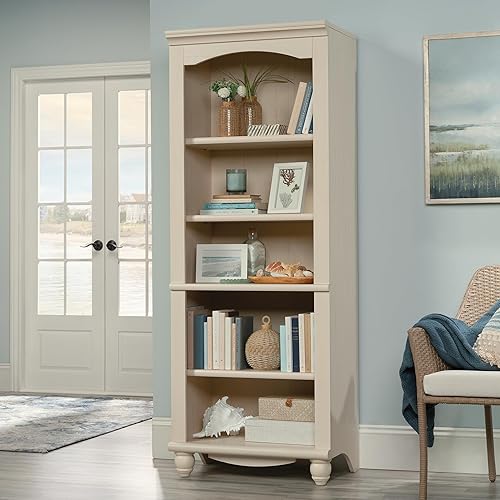 Miniatura 6 de Sauder Harbor View LibraryBook Shelf, L 27.21" x W 17.48" x H 72.24", Acabado blanco envejecido