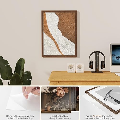 Miniatura 269 de Fun Memories Portarretratos de metal de 16 x 20 pulgadas con paspartú de 11 x 14 pulgadas, acabado de aluminio cepillado, parte delantera de vidrio