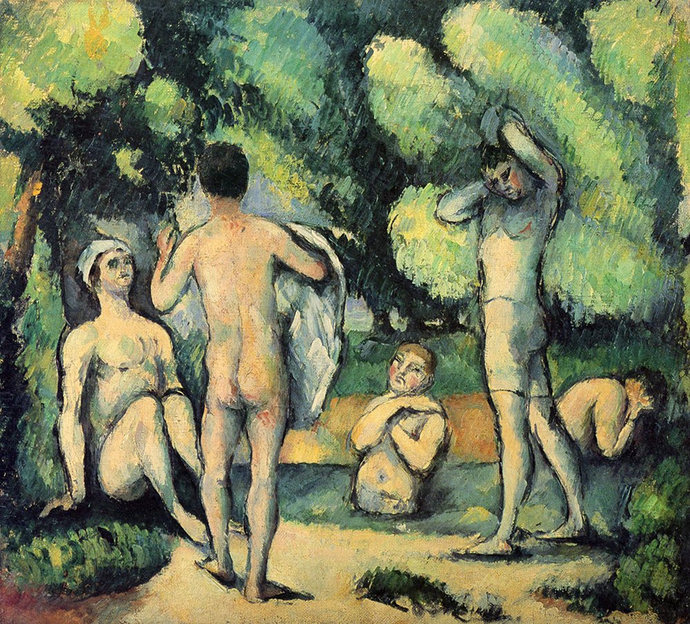 Tableau Les Baigneuses de Cézanne cadre noir grand format semi-brillant
