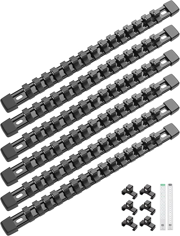 ALOANES Kit com 6 Organizadores de Soquetes em ABS para Encaixe de 3/8 pol.