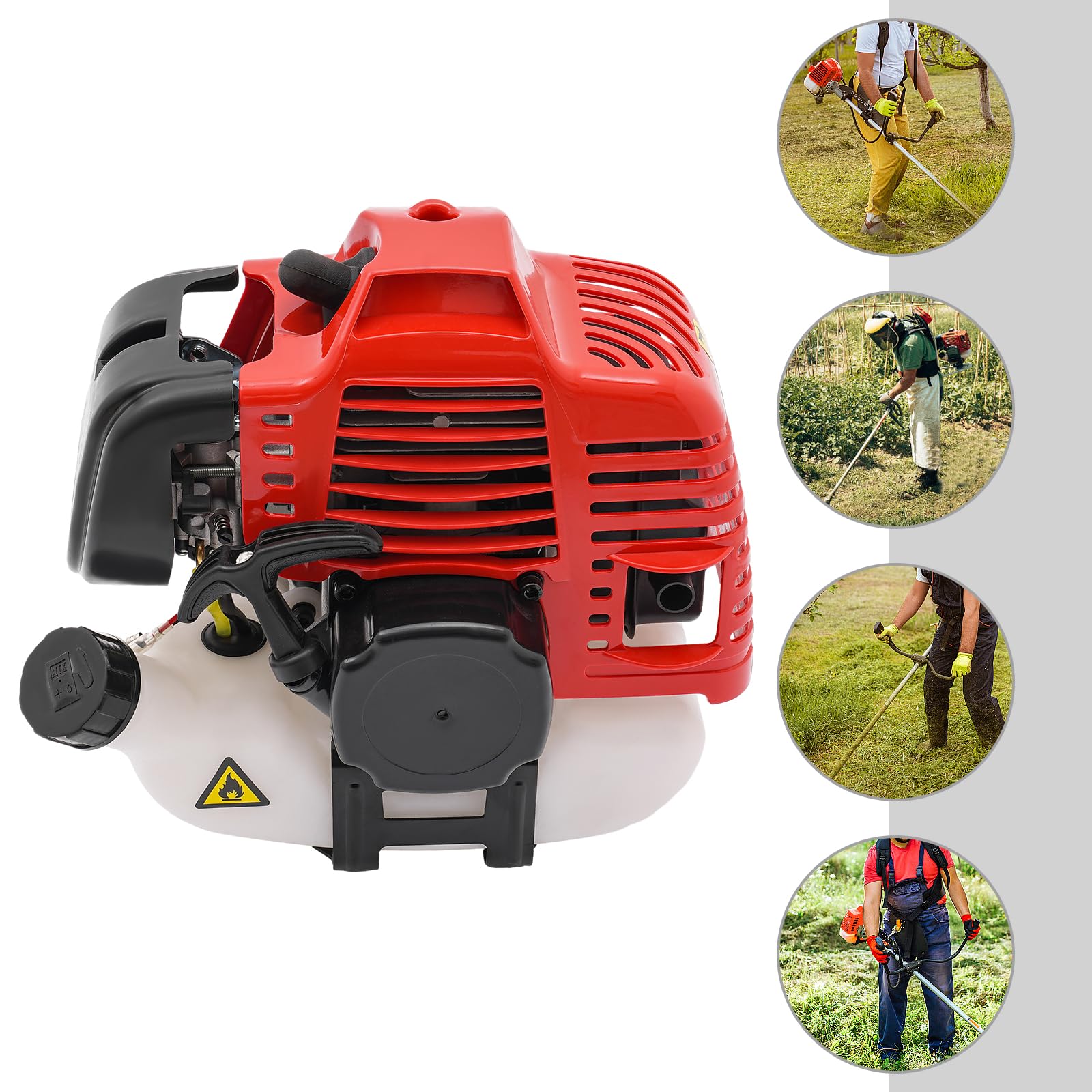 Motor de gasolina de mano de 2 tiempos para cortacésped, 1,25 kW refrigerado por aire, un solo cilindro, herramienta de jardín industrial silenciosa de bajo consumo