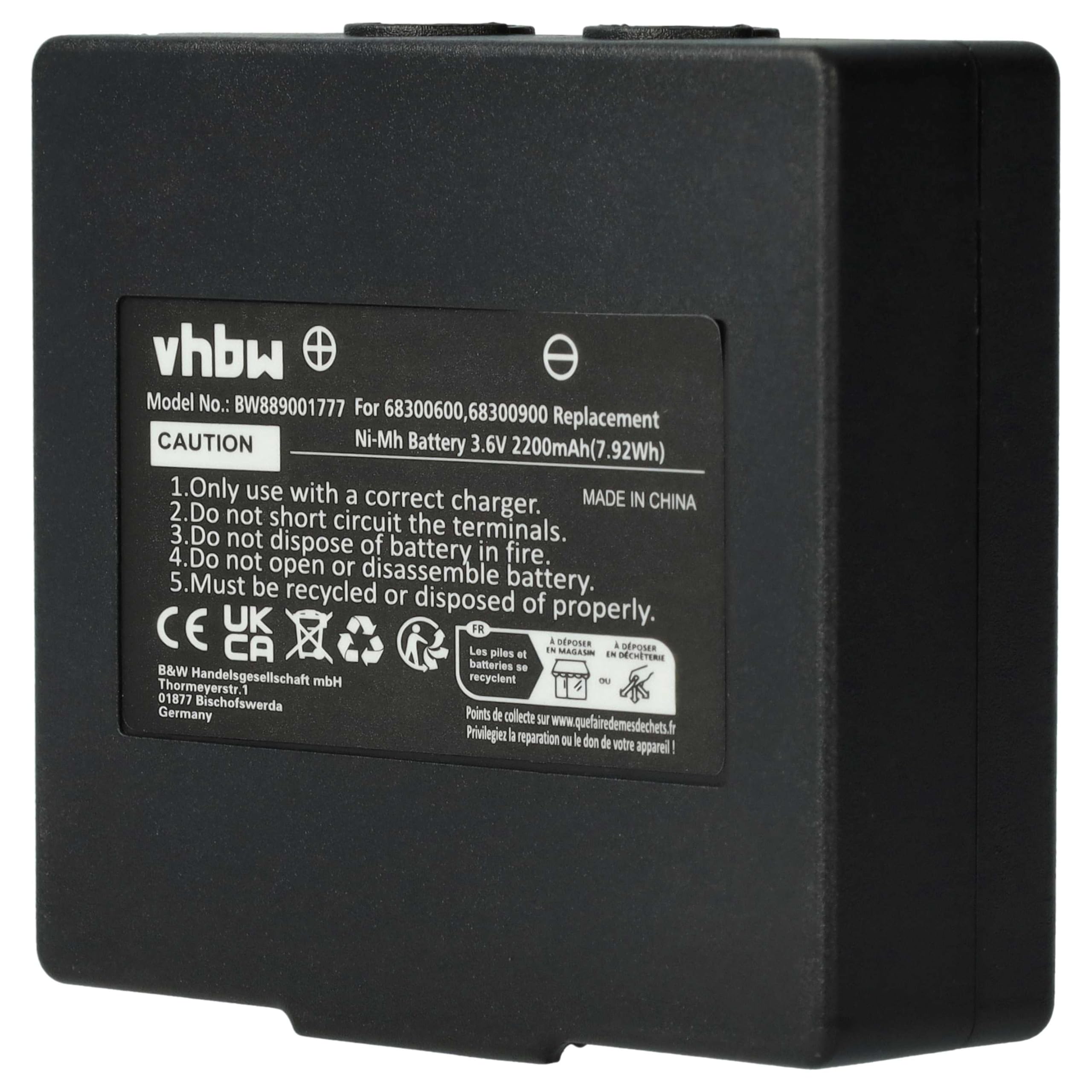 vhbw 5X batería reemplaza Hetronic 900, 68300900, 68300600, HE900 para Mando a Distancia Industrial (2200 mAh, 3,6 V, NiMH) - Negro