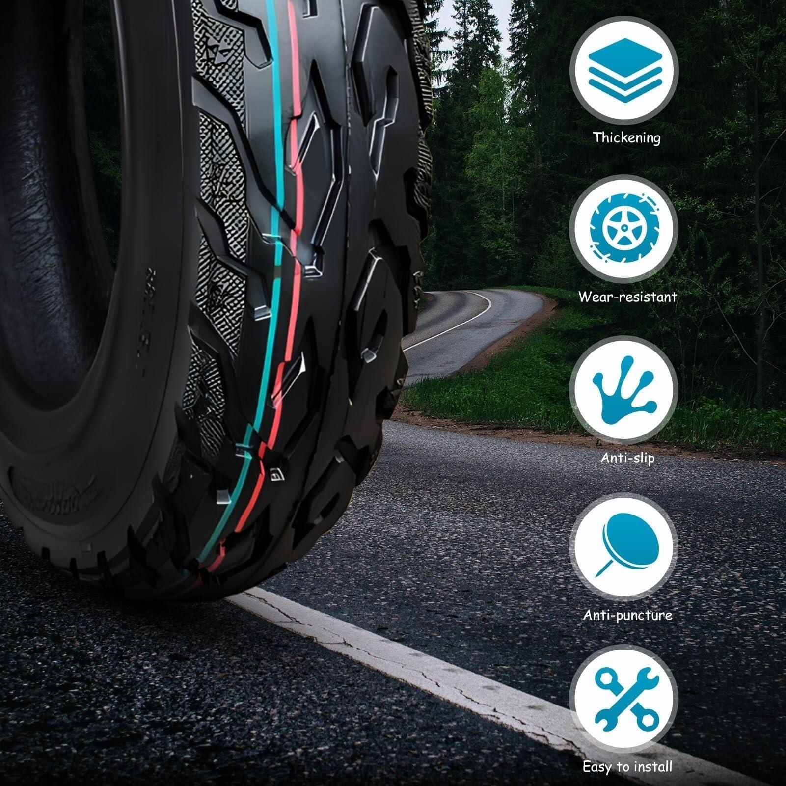 3,50-10/6PR, 56J, 280 kPa Opony do Skutera Elektrycznego, 3,50-10 Opony Off-Road, 3,50-10 Stałe Opony, Wzmocnione i Trwałe Kompatybilna z Rurką Wewnętrzną