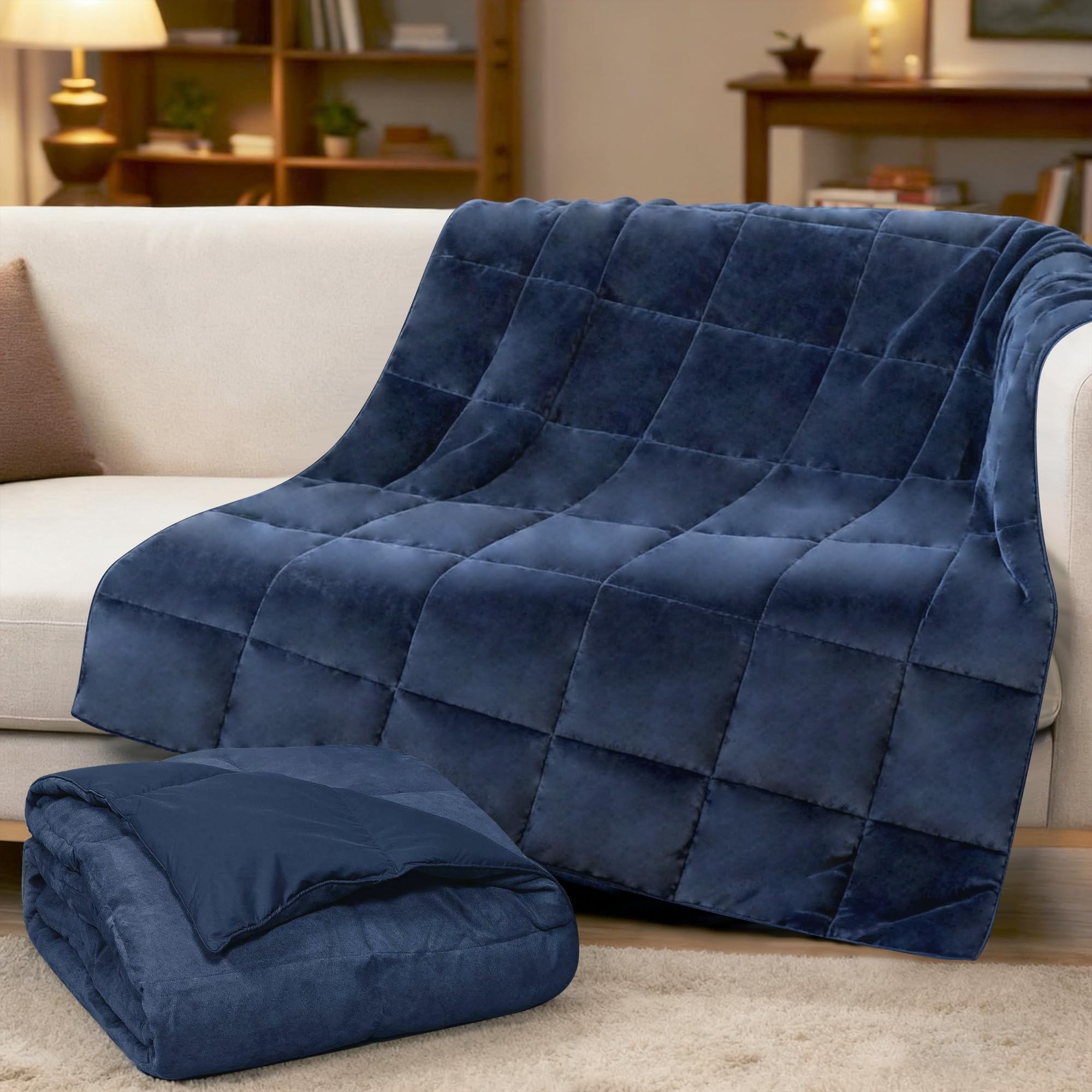 Blue Ridge Home Fashions Reversible Down Alternative Blanket, Lightweight Couch Sofa Throw, Soft Microsuede Face Throw Blanket, for Indoor and Outdoor