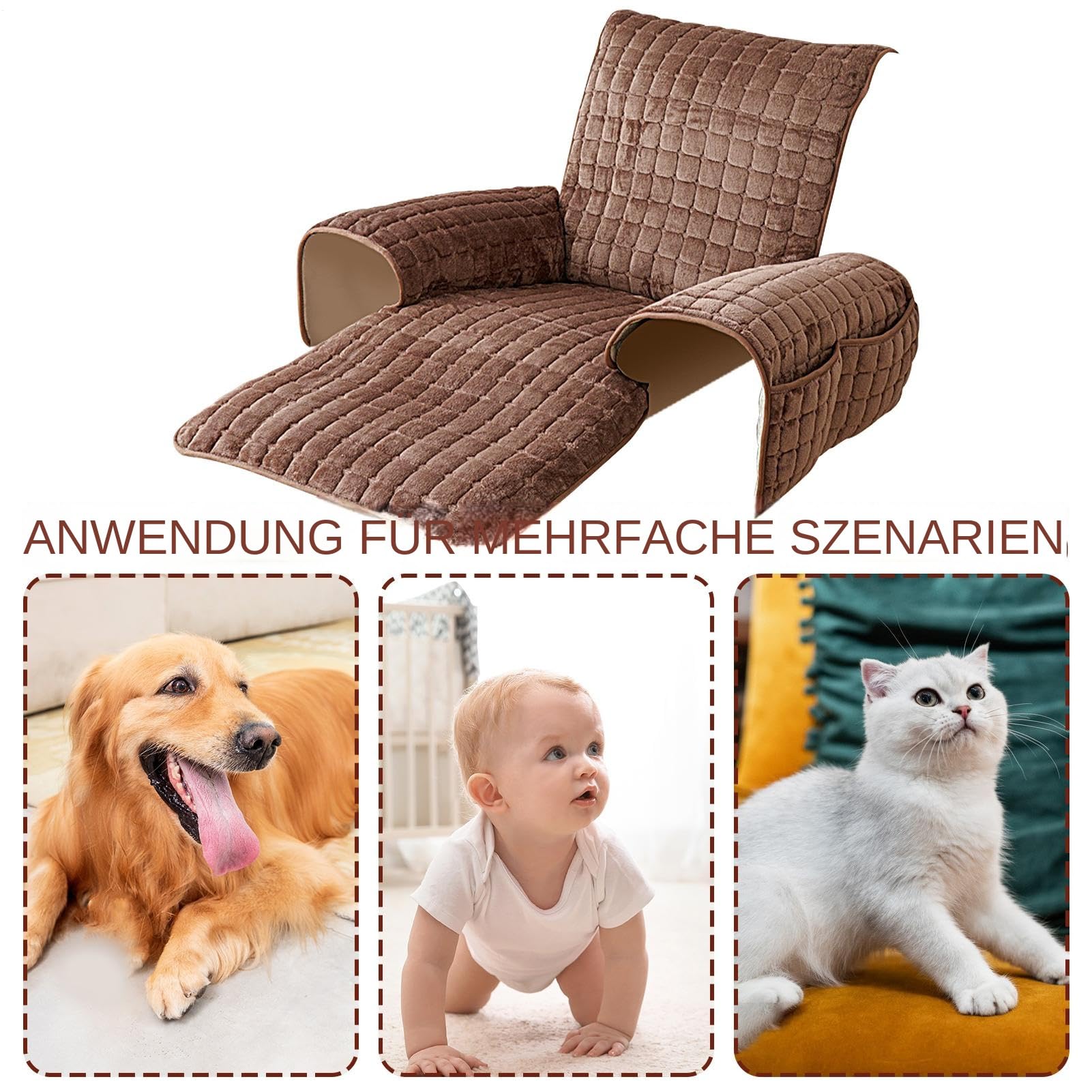 Coprisedia – Protezione Antiscivolo, Coprisedia TV | Comodo accessorio per divano per famiglie con bambini e cani, materiale resistente, copribraccioli con custodia, per pulire il vostro soggiorno
