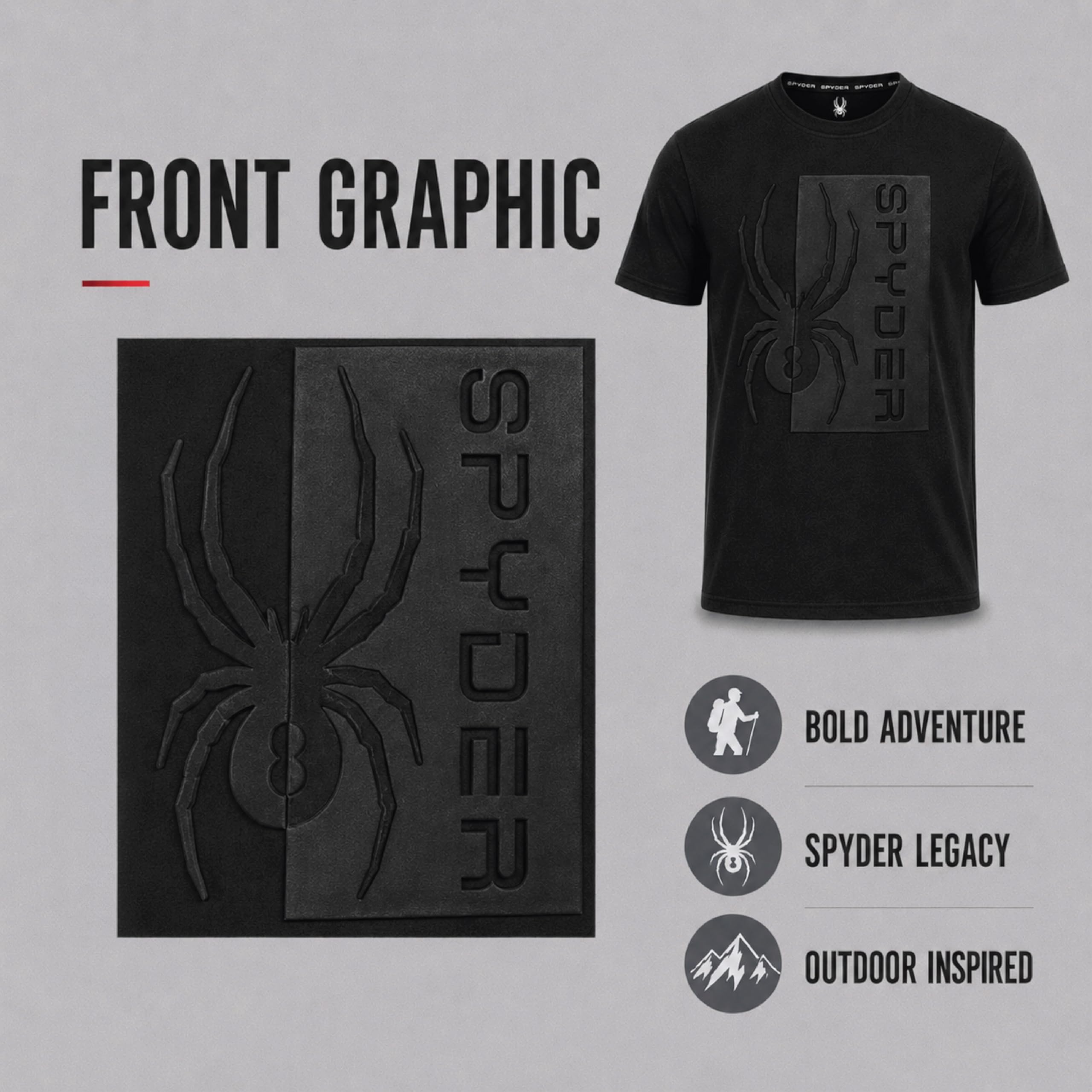 Spyder M Spydr SS tee Shirt Camiseta Hombre (Pack de 1) | Sudadera suave para la calle, comodidad casual diaria para fines de semana, descanso y uso diario