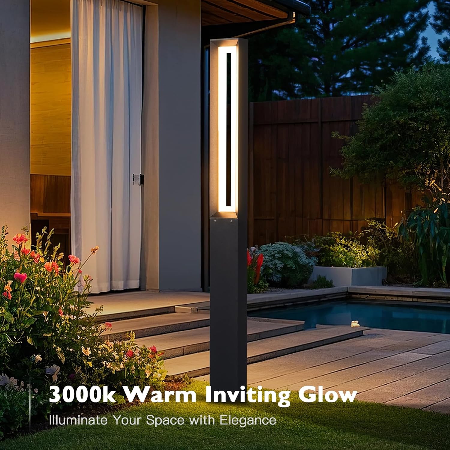 71 Inch Tall Pathway Lights, Modern Landscape AC100-240V Bollard Lights Outdoor, Waterproof Floor Lamp, High Voltage Wired Driveway Light 3000K LED Lighting for Lawn Patio Walkway Garden