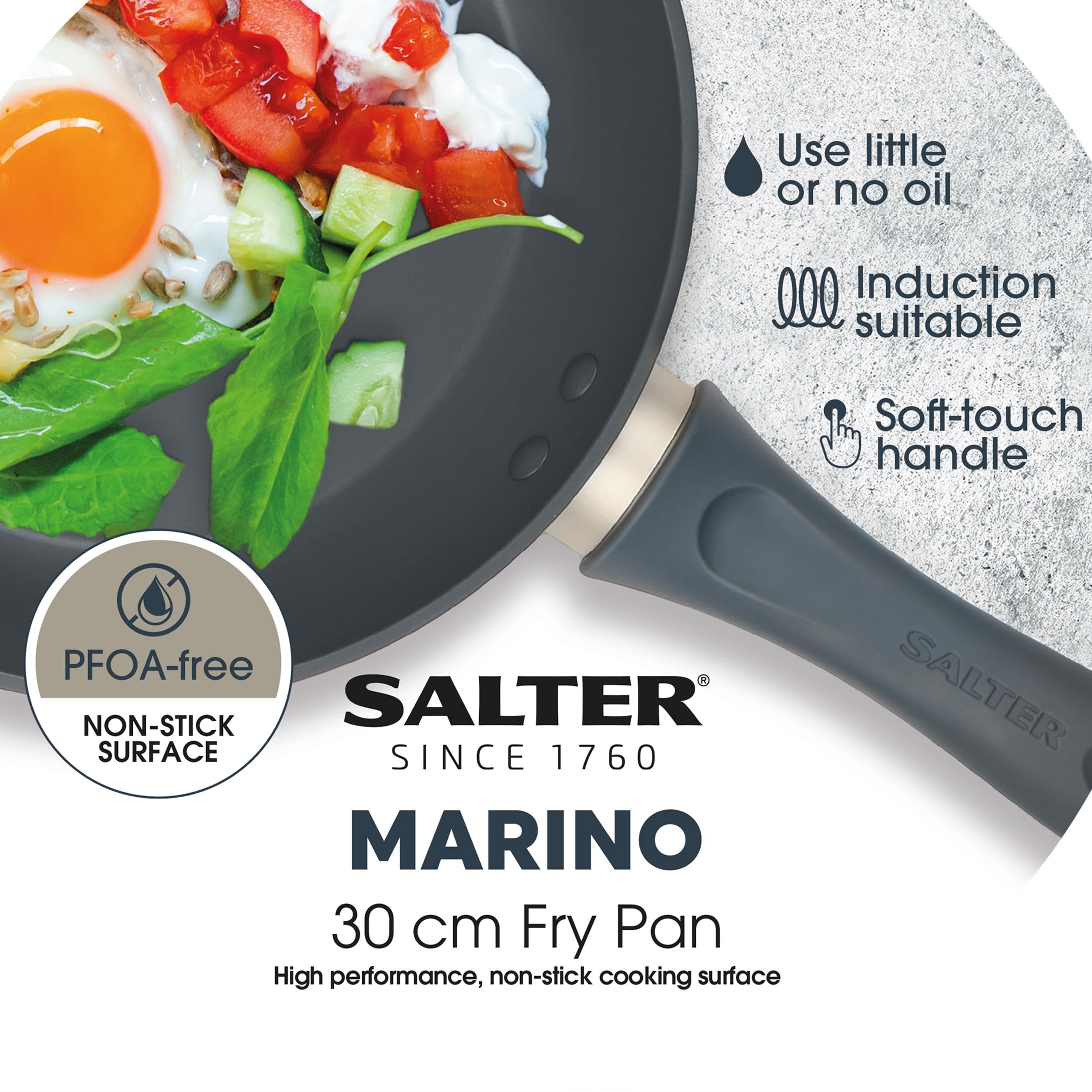 Padella 30 Cm Induzione Antiaderente Ecologico Senza PFOA, Alluminio Forgiato Wecook Nero Granite 85380852