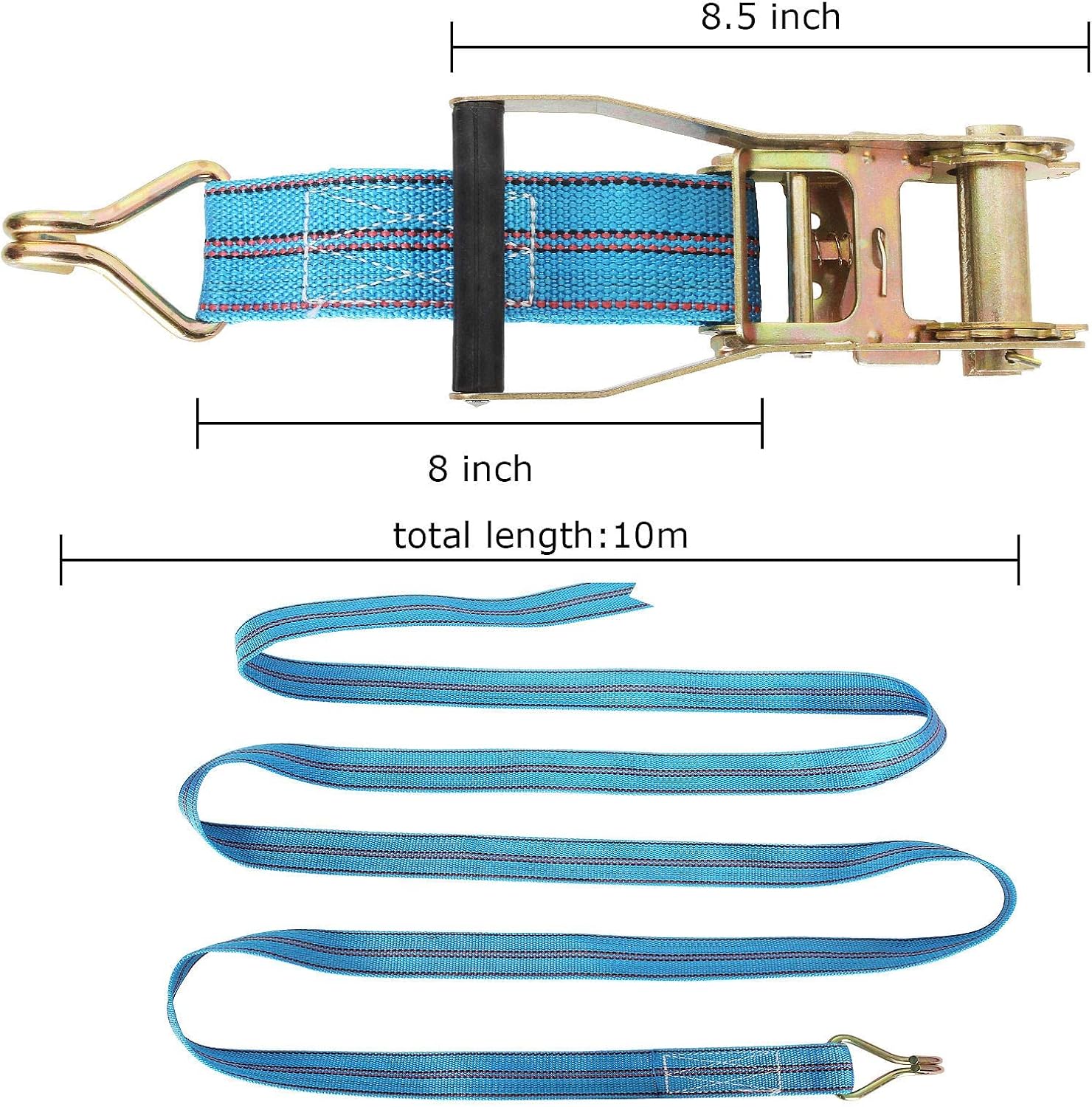 Pack of 2 Ratchet Straps Heavy Duty Ratchet Straps 2 inch x 33 ft Motorcycle Tie Down Straps Ratchet with Hook 10000lbs Break Strength Cargo Straps Ratcheting for Towing Hauling Lawn Equipment - Image 2