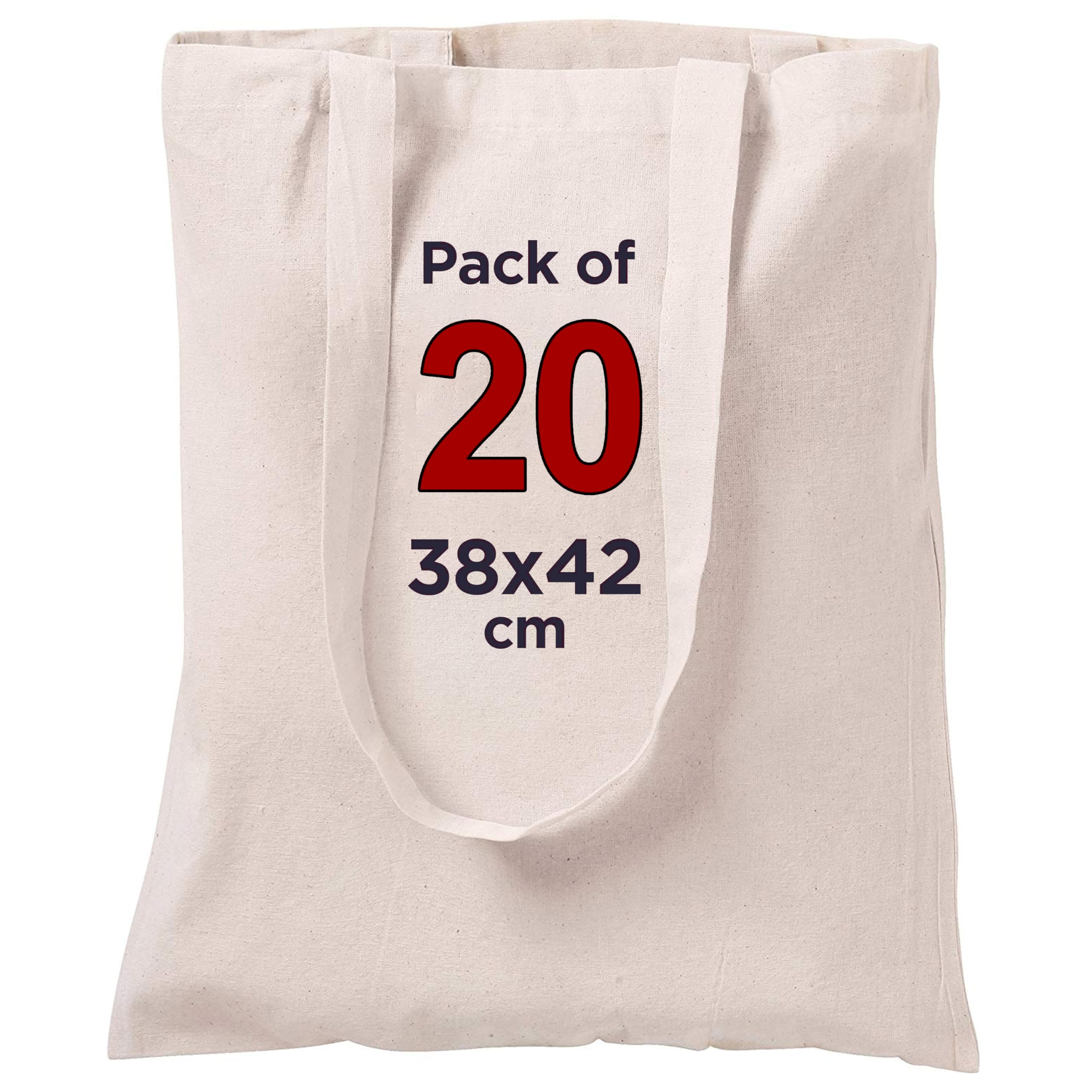CENTRIX Natural Cotton 20 pack 15 X 16 inch reusable grocery bags, 5.5 oz cotton canvas tote, eco friendly super strong washable — image 1