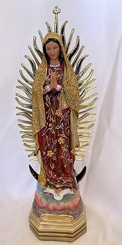 Miniatura 5 de Virgen De Guadalupe Con Manto Brilloso 12 pulgadas Nuestra Señora de Guadalupe - Figura religiosa amarilla brillante