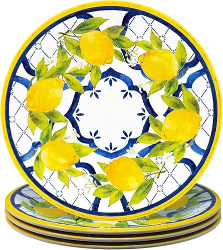 Le Cadeaux Juego de 4 platos llanos de melamina de 11 pulgadas, Palermo