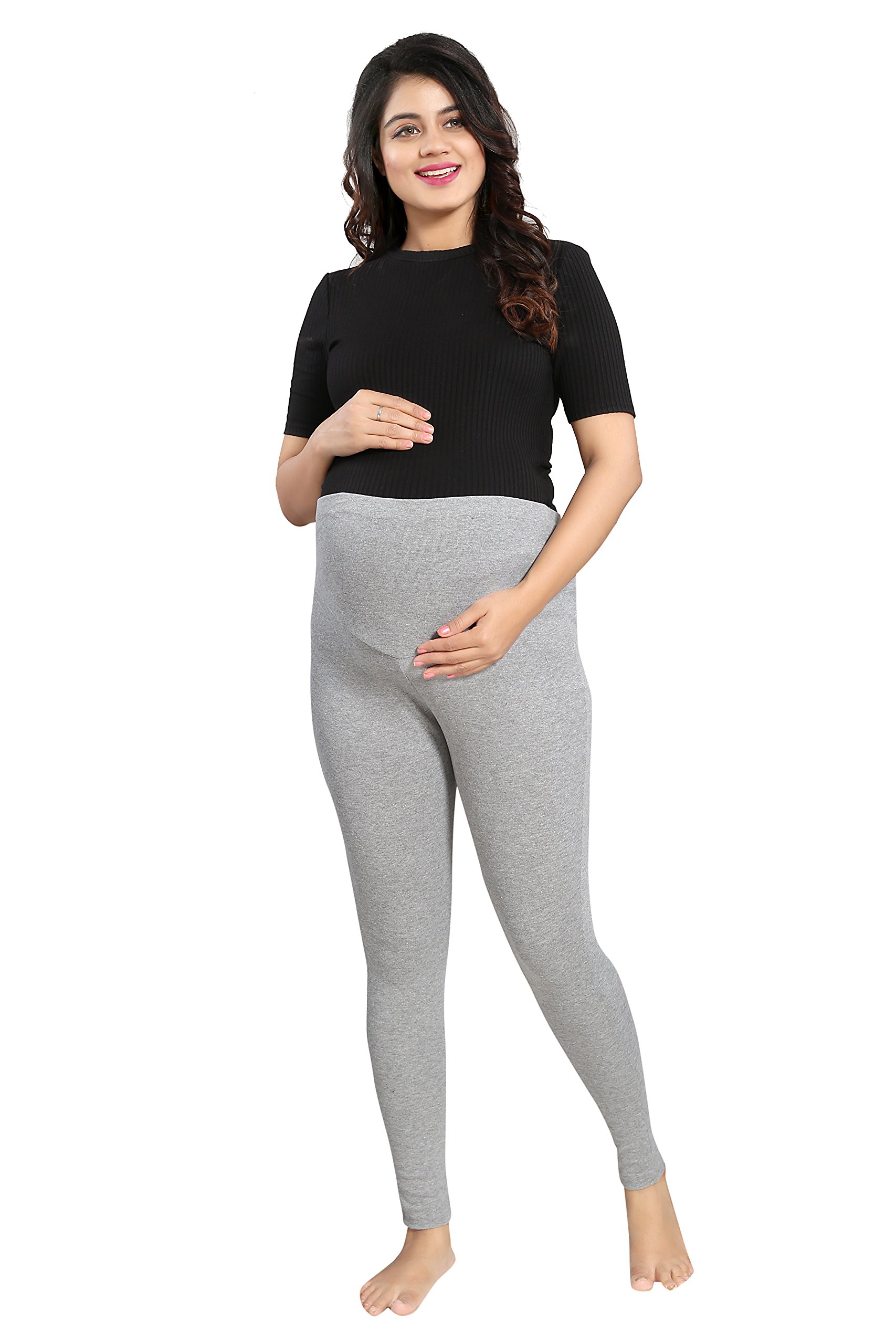 mamma's maternity Heavy Cotton Lycra Light Greymaternity Legging (X-Large) Straight Maternity Joggers Women-picture-31