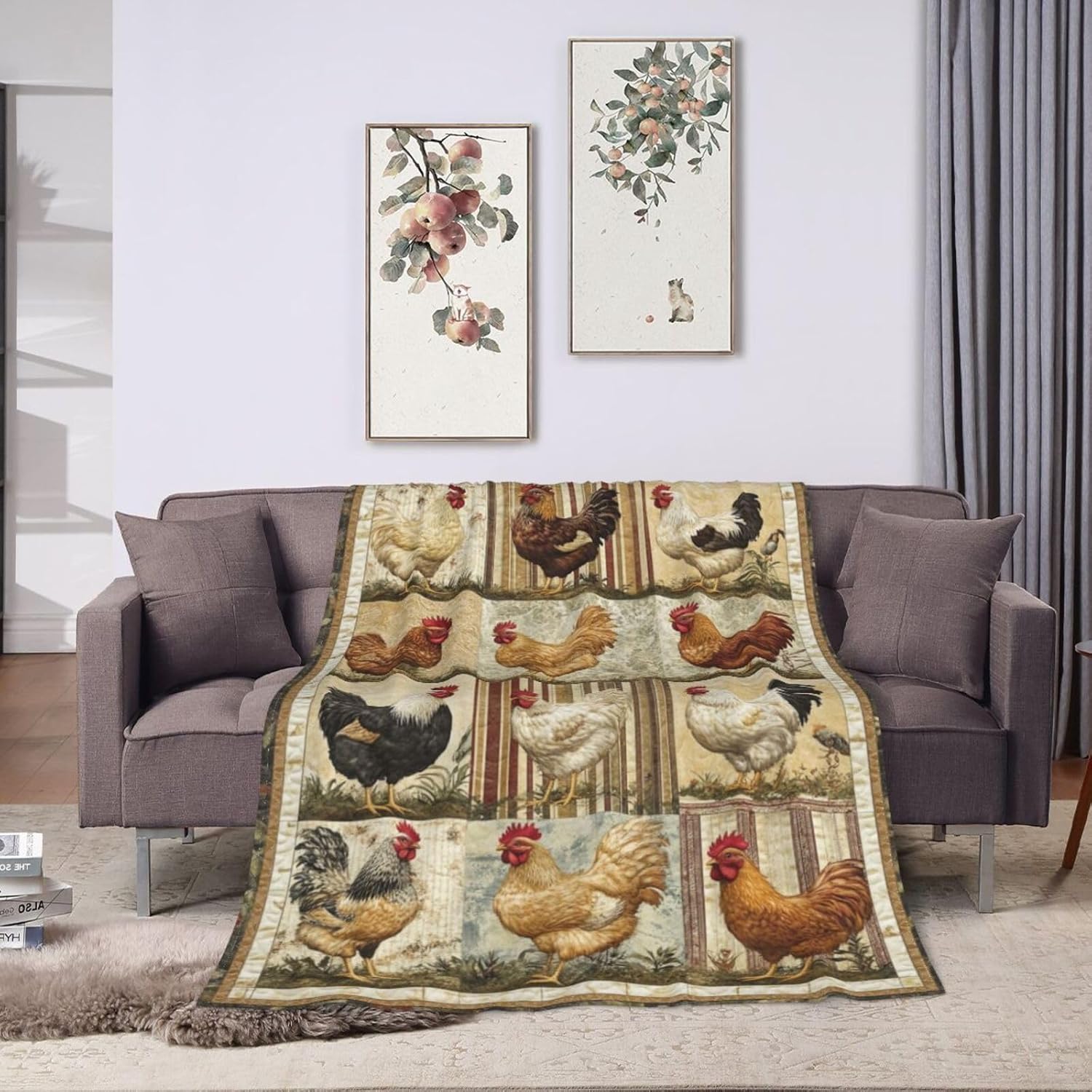 Chicken Blanket Chickens Throw Blanket Soft Cozy Warm Fuzzy Fleece Lightweight Plush Merch Chicken Decor Gifts for Lover Man Woman Boy Girl Couch Bedding Sofa 80"X60"