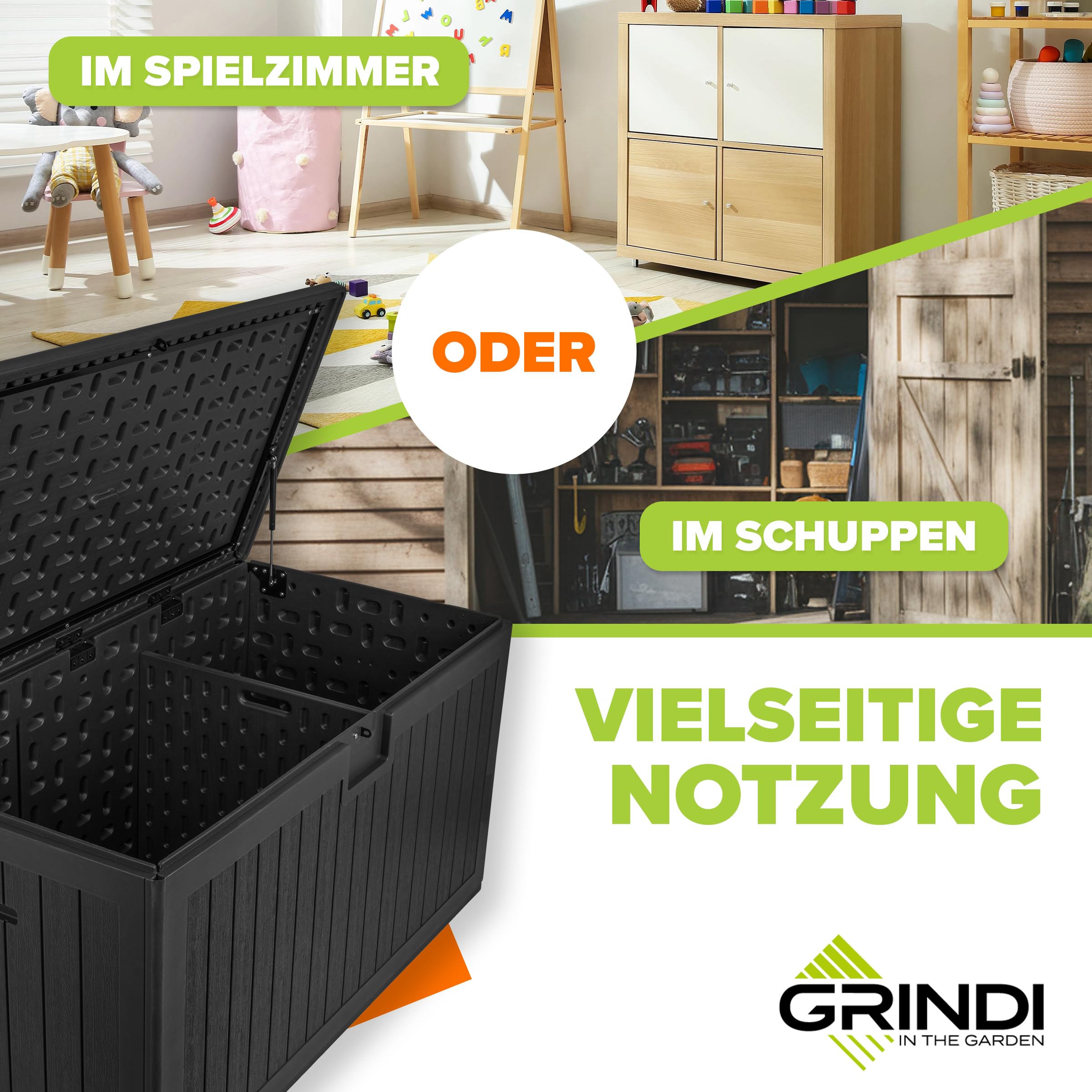 Gartenbox 570 L Auflagenbox Treeline Kissenbox Gartenmöbel Balkonmöbel | Auflagenbox wasserdicht - Kissenbox Outdoor wasserdicht - Aufbewahrungsbox mit Deckel Garten - Geräteschuppen Garten Zubehör
