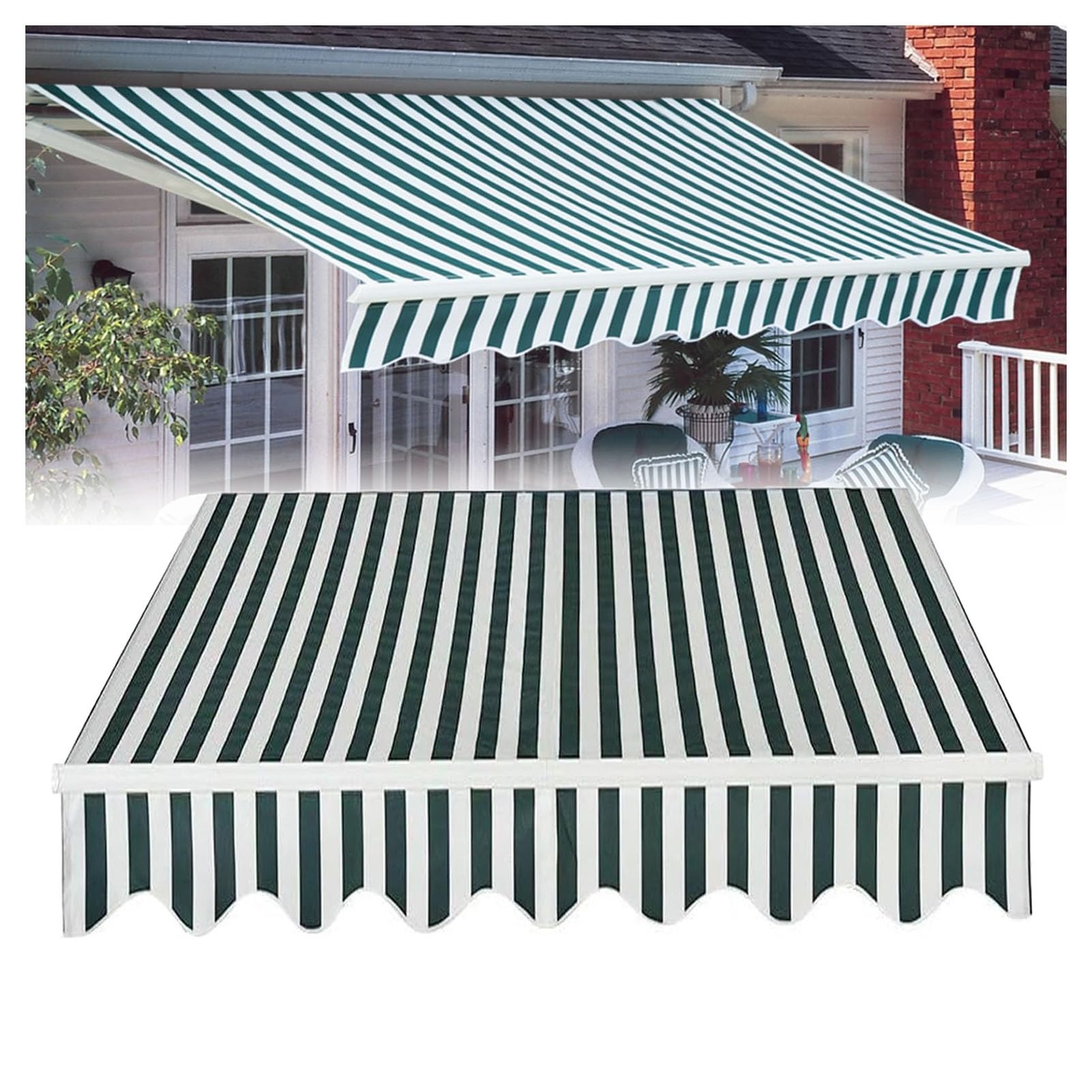 ZFUCMAYL Stripes Awning Replacement Fabric Top Cover,Frameless,Replacement Canvas for Retractable Awning,280g Polyester Shade Cover for Car Side Deck Window(9.8x4.9ft)