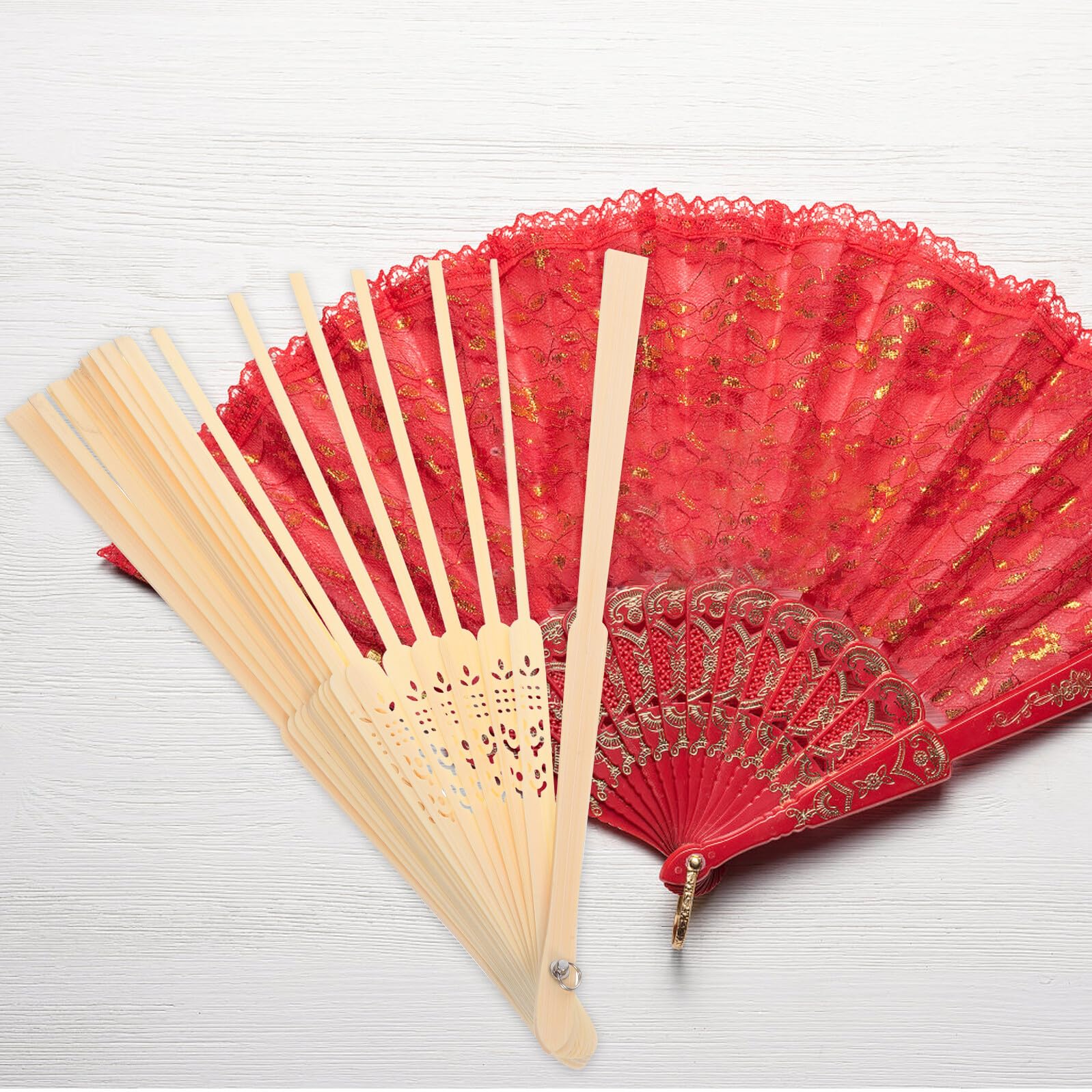 Angoily Marco de Abanico Estilo Japonés DIY Esqueleto Plegable de Abanico Natural sin Tela Material Ligero y Resistente para Hacer y Boda Accesorio para Manualidades y Fiestas