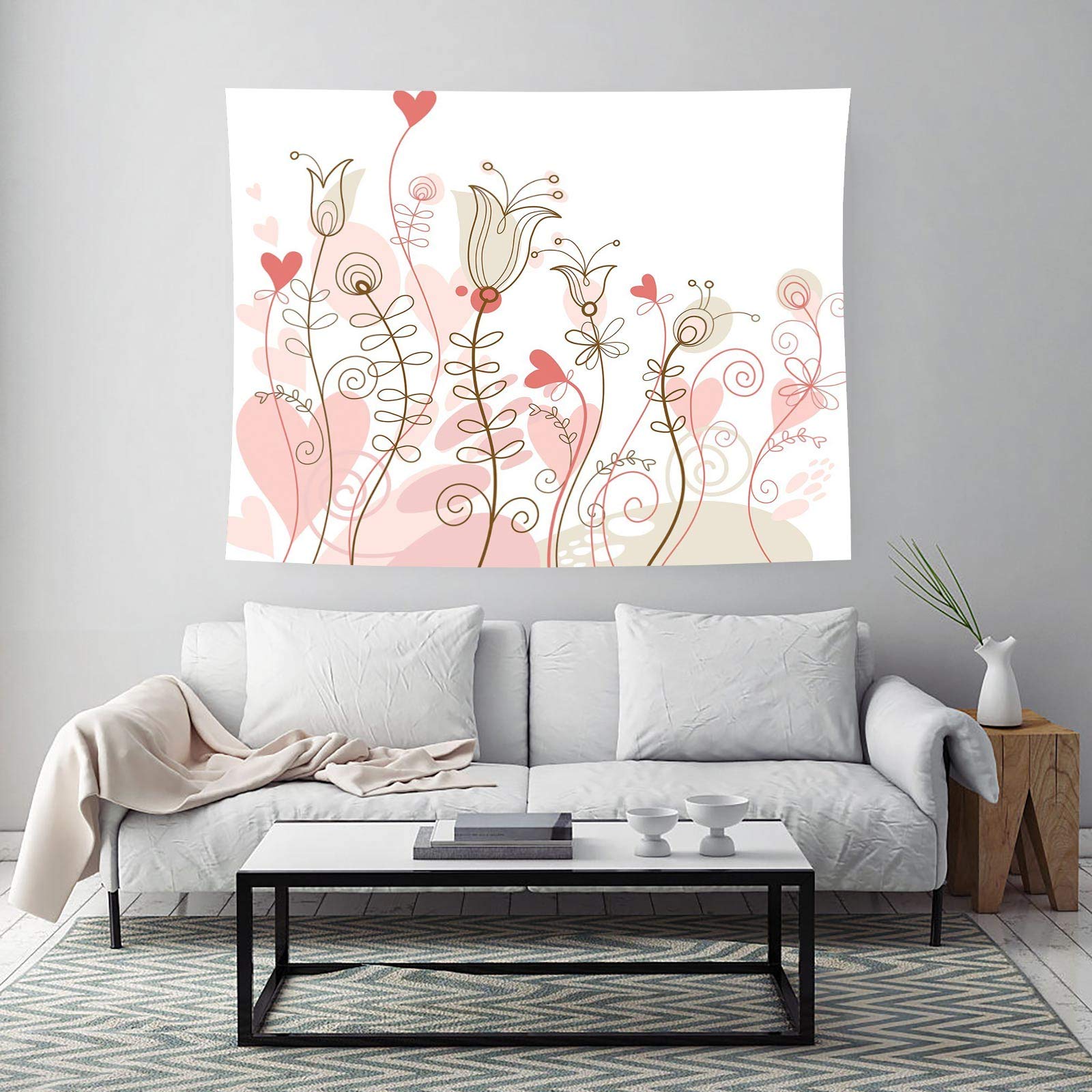 Amazon.co.jp: いたずら書きタペストリー 抽象芸術が咲くかわいい