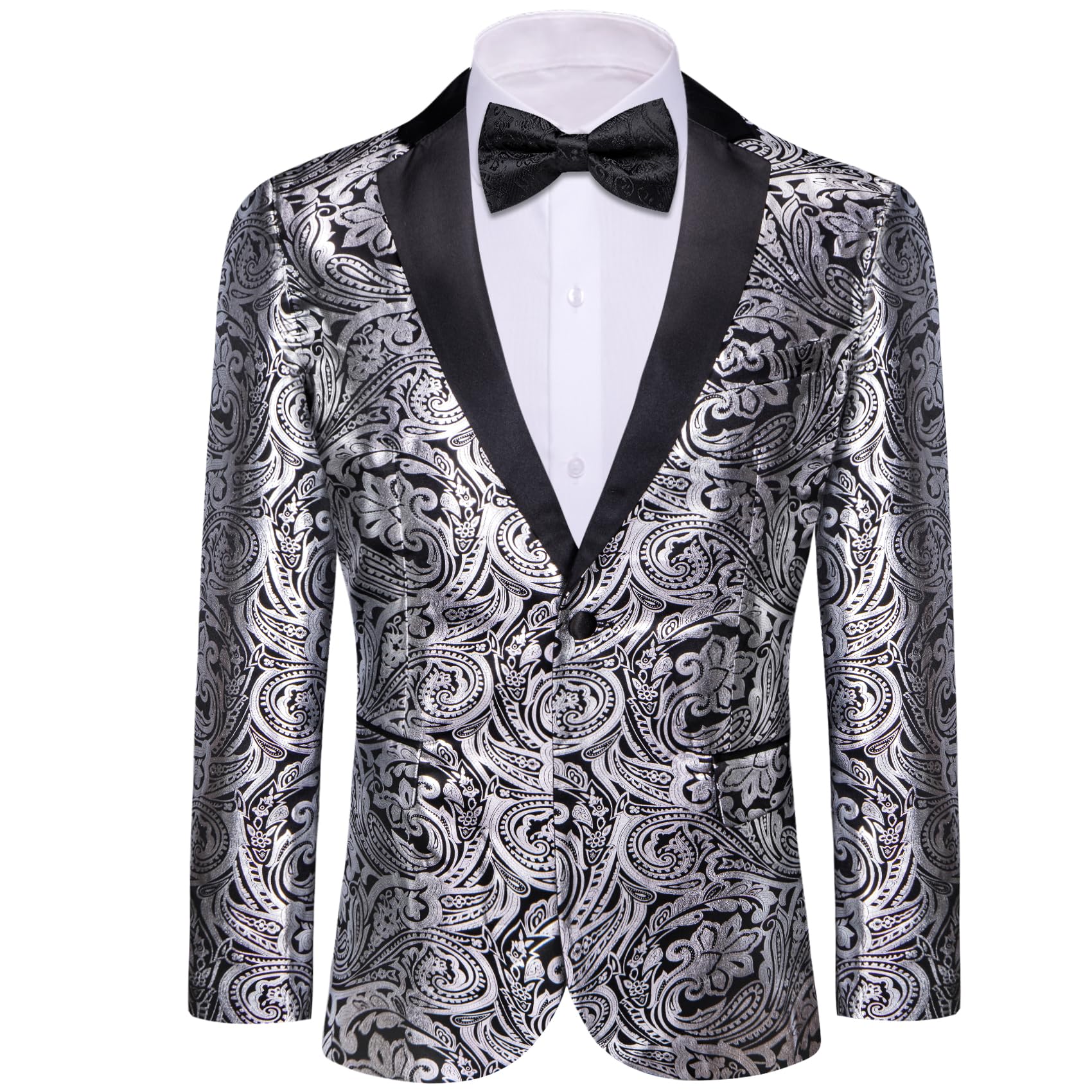 Barry.Wang Mens Floral Blazer Suit Jacket Notched Lapel Casual Sport Coat