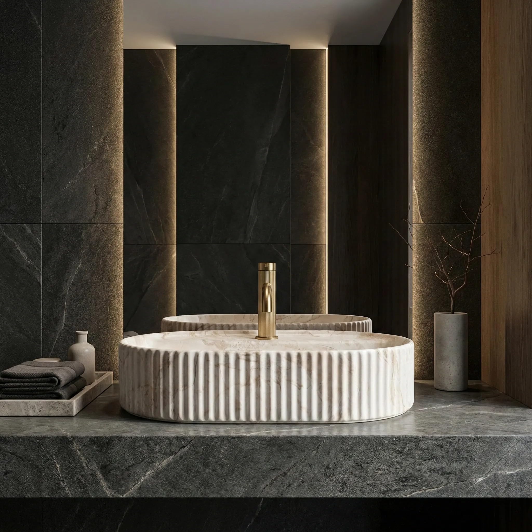 Rea - Lavabo da appoggio Marcela 60 Saturn Ovale - Ceramiche Sanitarie - Beige - 60 x 37 x 13,5 cm