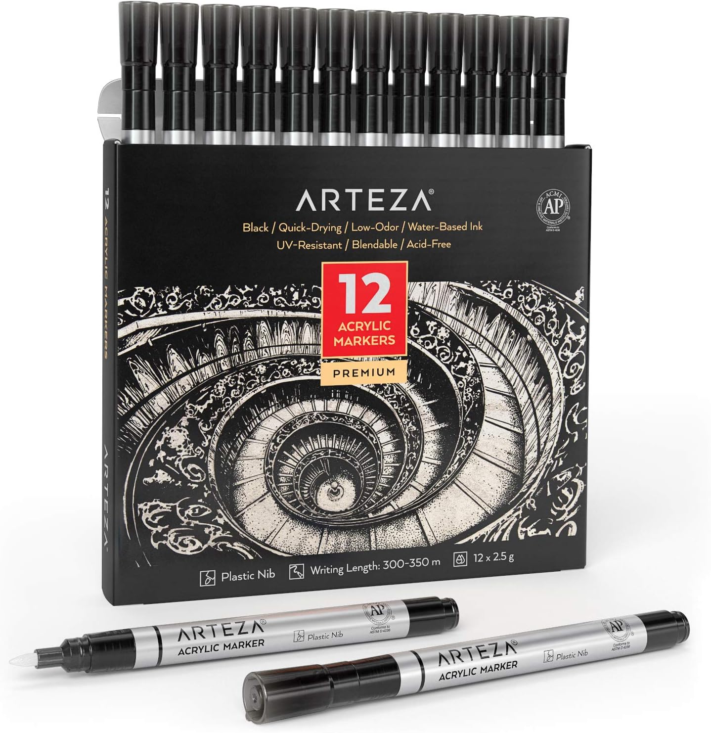 ARTEZA Acrylic Paint Markers, Set of 40 Acrylic Paint Pens