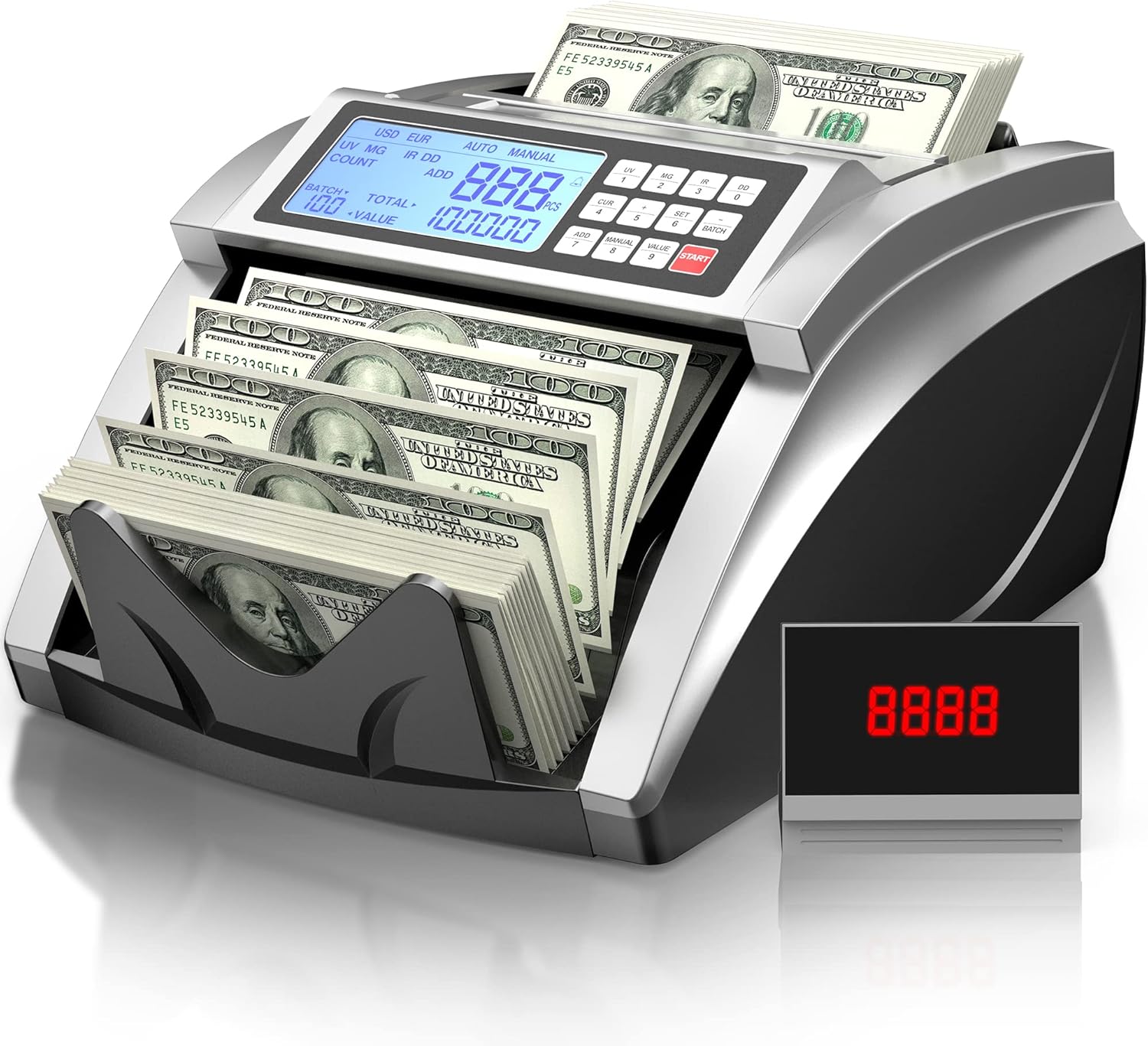 PONNOR Money Counter Machine with Value Bill Count