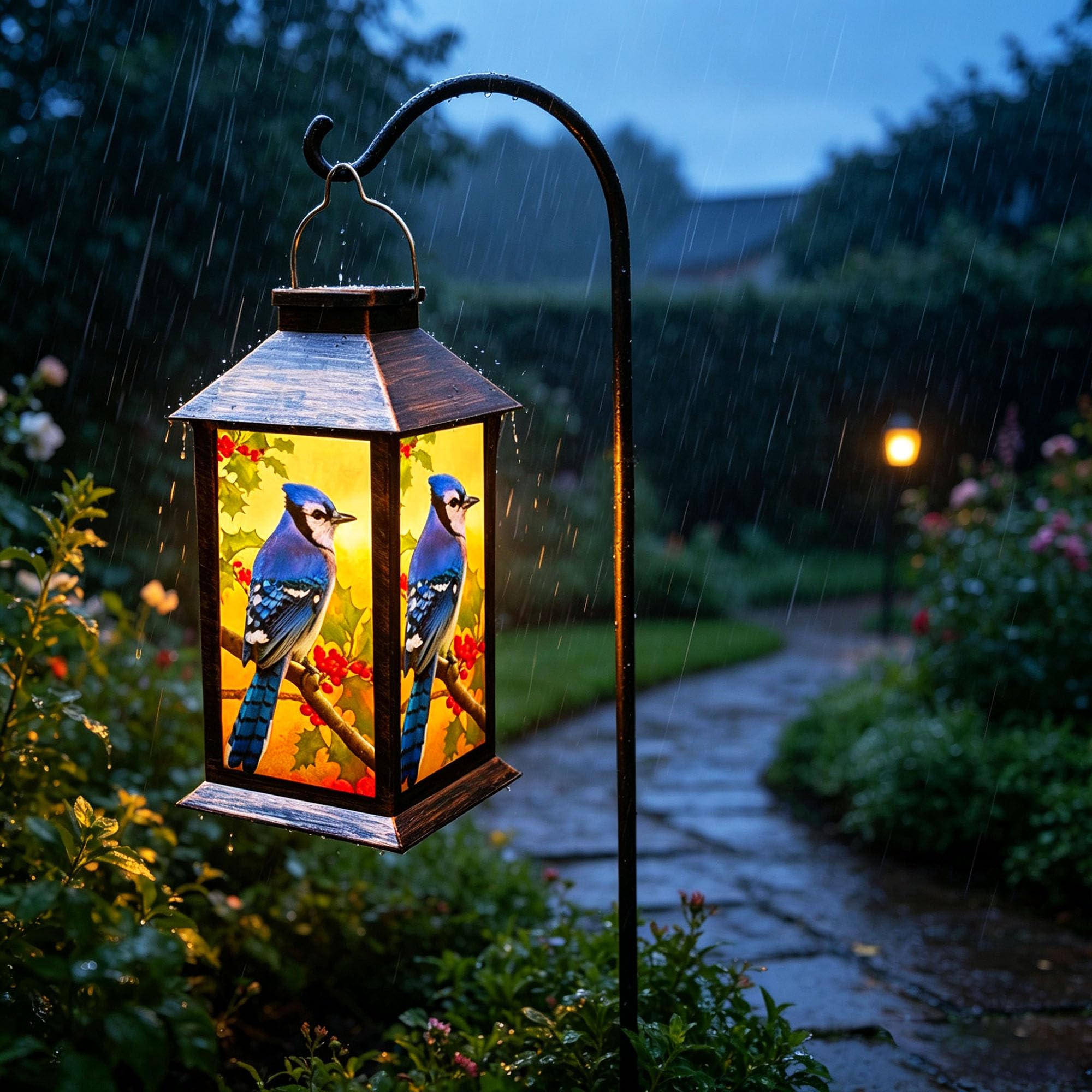 Lanterne solari da appendere per esterni, a forma di gufo, per giardino, patio, portico e tavolo in PVC, impermeabile (1 confezione)
