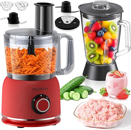 1500W Food Processor and Blender Combo, 2.5L Food Chopper for Meat, Vegetable...
