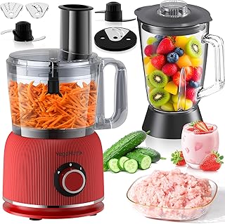 Robot Cuisine Multifonctions 1500W, 2,5L Robot Cuisine et 2L Verre Mixeur Blender Combinés, Avec 2 Vitesses et Fonction Pulse pour Viande, Legume, Smoothie, Extraction de Nutriment et Plus Encore