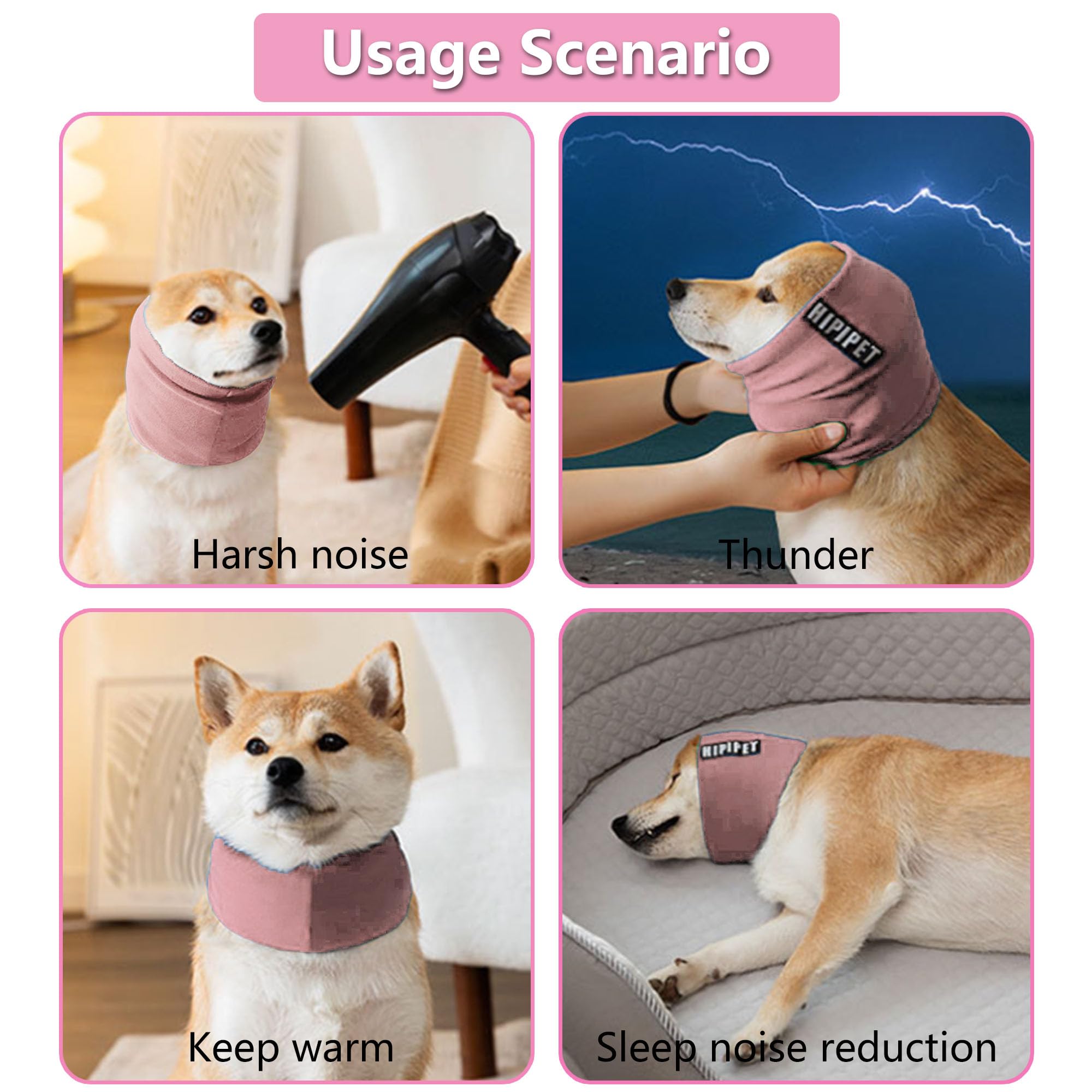 Cane Paraorecchie Calmi Pet Felpa Cappuccio Protezione Rumore Snood Ansia Sollievo Cani Rumore Ridotto Cani Scaldacollo Gatti Cappuccio Lenitivo (rosa, M)