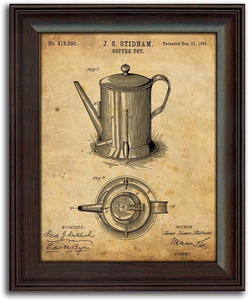 2 pc Framed Modern Patent Set - Coffee 14"x17" each