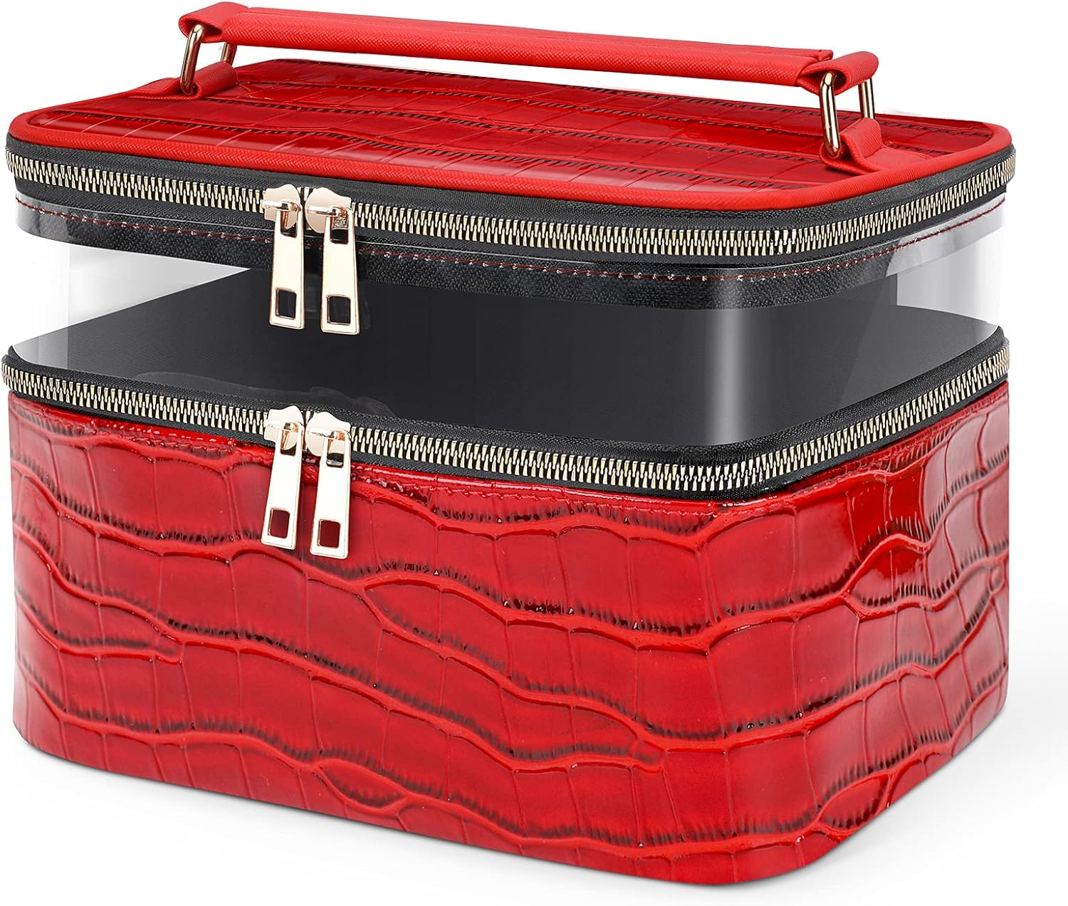 Makeup Bag, SAMZSKY Double Layer Large Cosmetic Bag Portable Makeup Bags Waterproof Organizer Case with Zipper Travel Toiletry Bag, Good for Travel and Gift for Women : Beauty & Personal Care