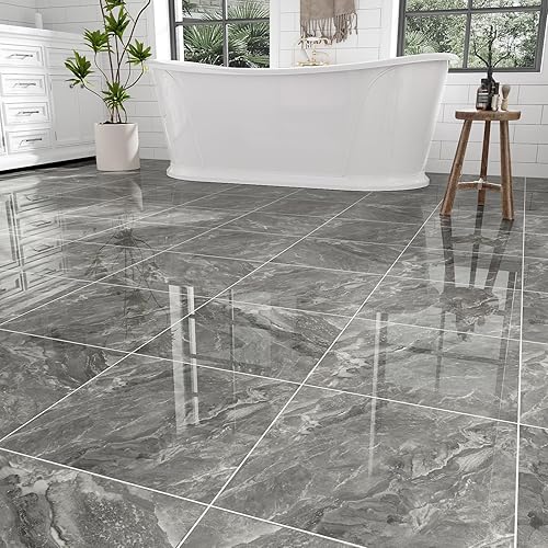 10-Pack 10 Sq.Ft Peel and Stick Floor Tiles Vinyl Glossy